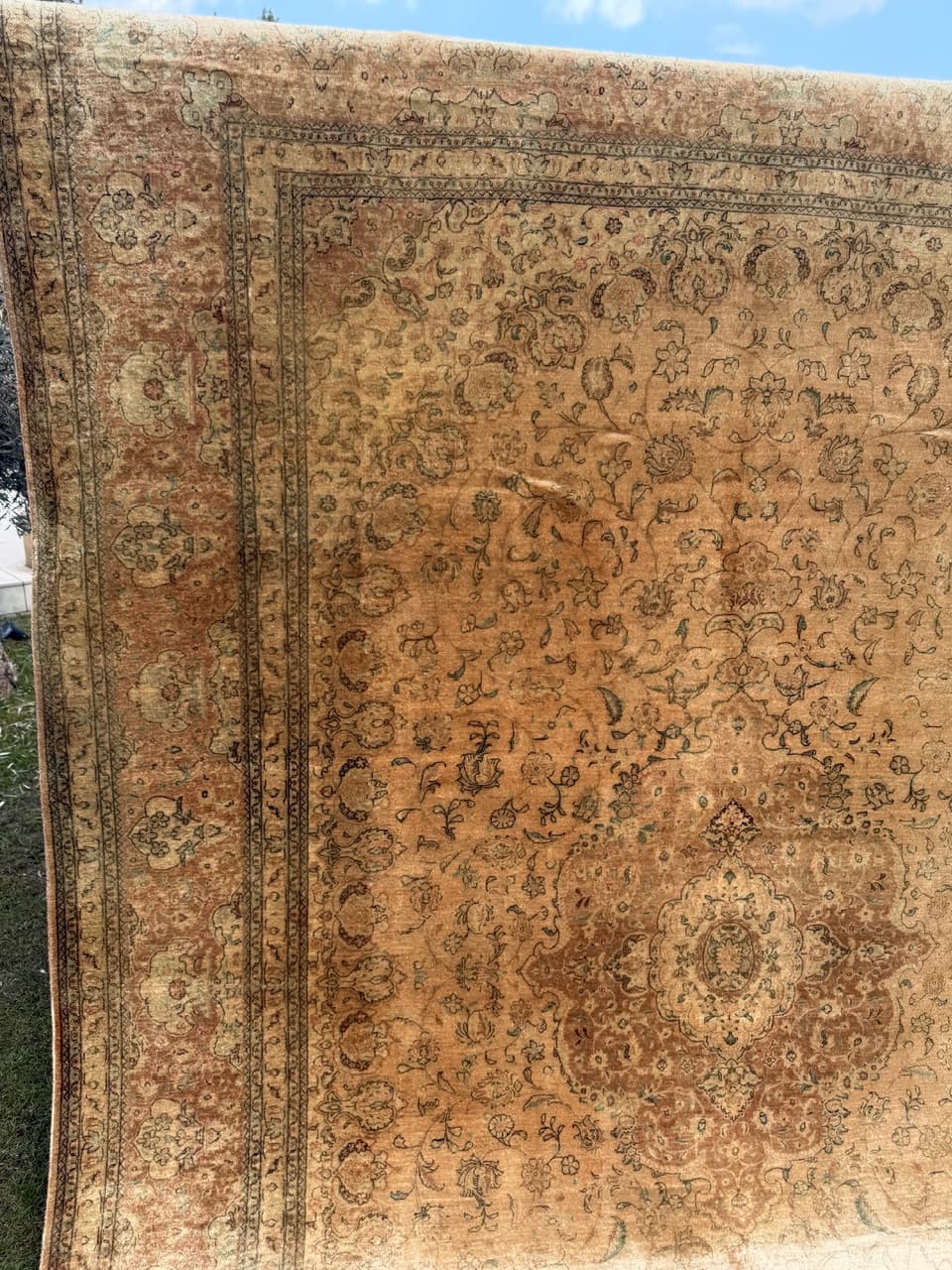 Dywan Ghoum/Qom, jedwab beżowo-złoty, Iran, 350x250 cm - 293844