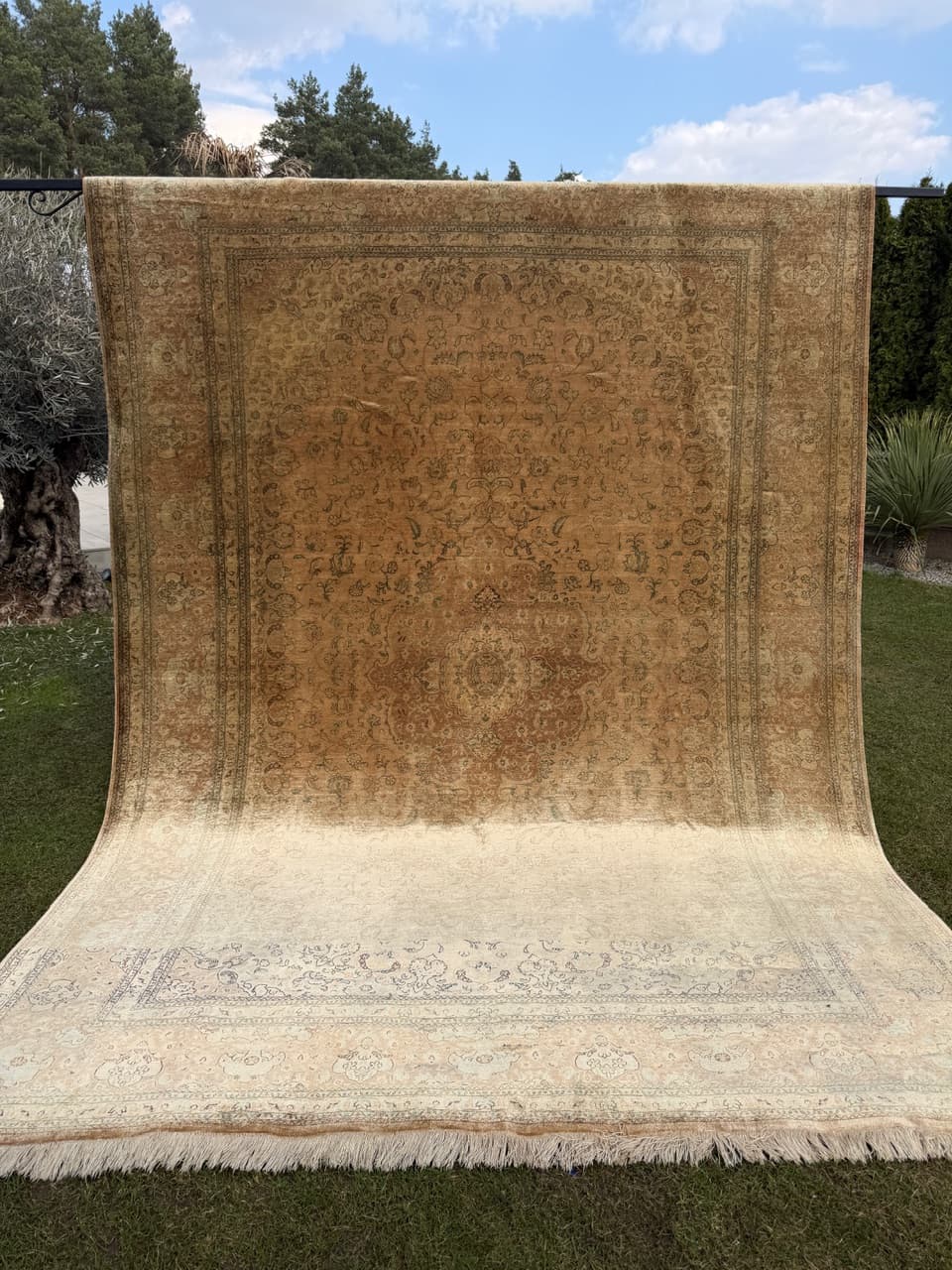 Dywan Ghoum/Qom, jedwab beżowo-złoty, Iran, 350x250 cm - 293843