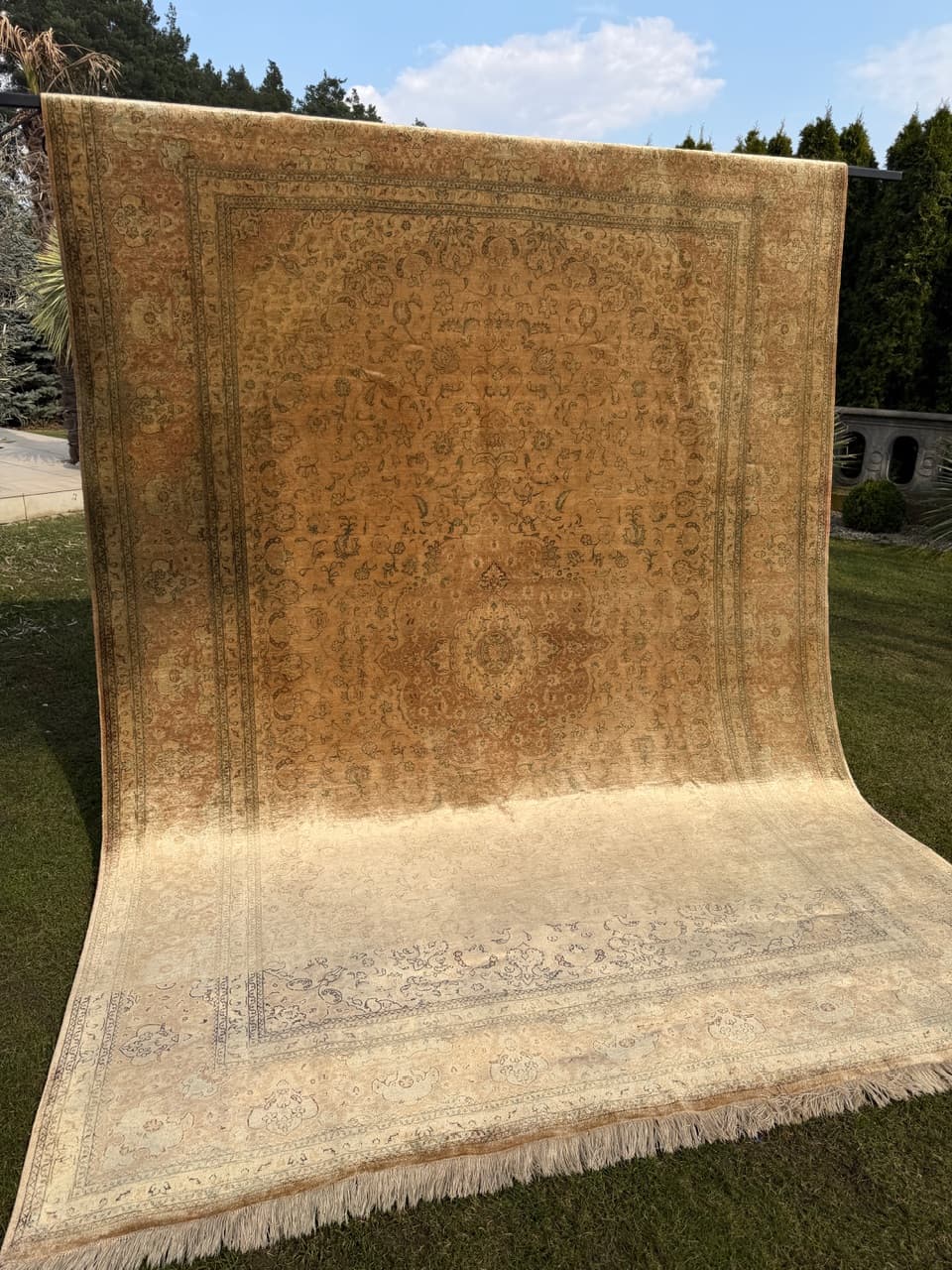 Dywan Ghoum/Qom, jedwab beżowo-złoty, Iran, 350x250 cm - 293834