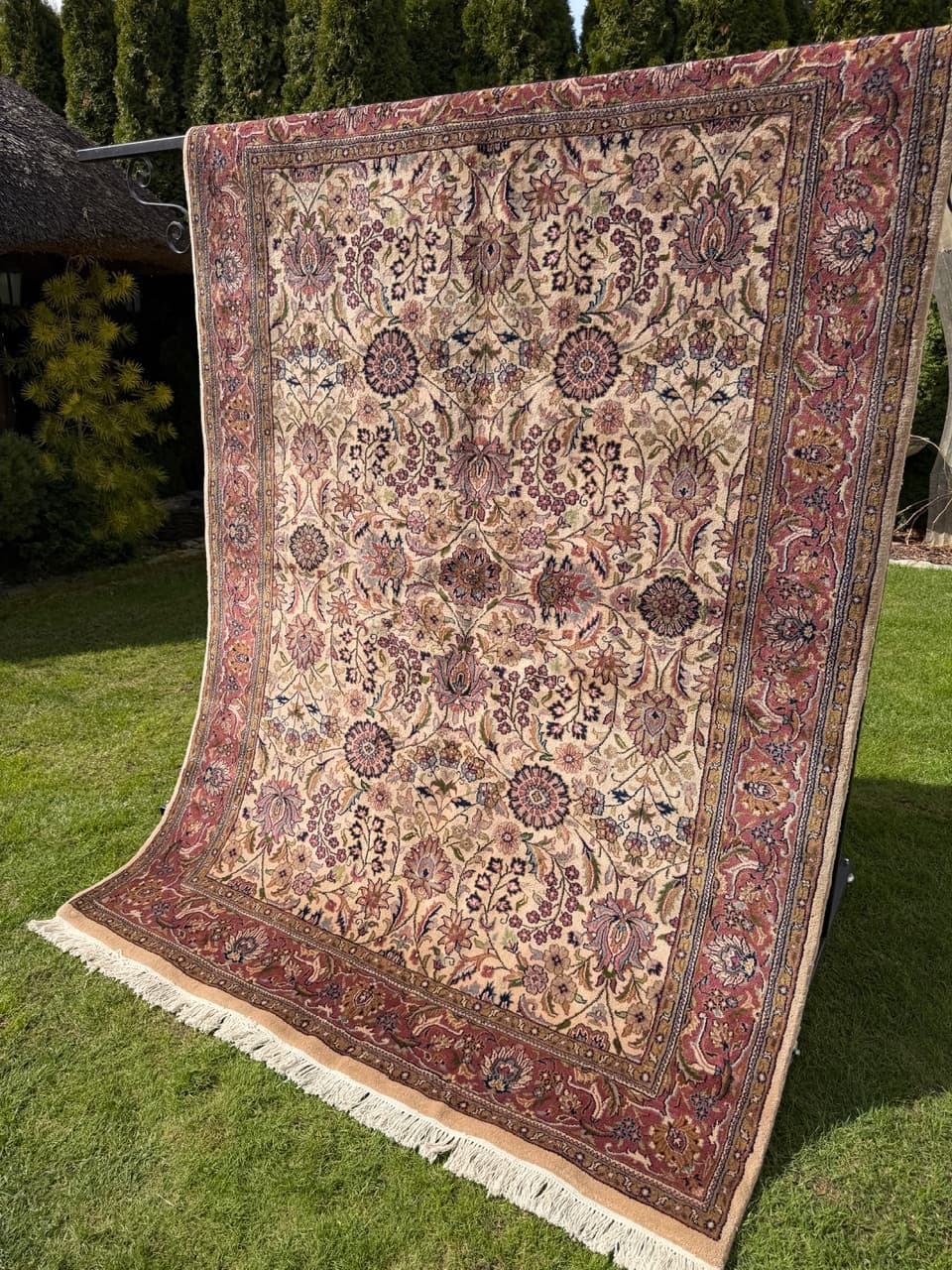 Dywan Indo Bidjar, 250x175 cm, beżowy złoty, wełna, Indie - 293849