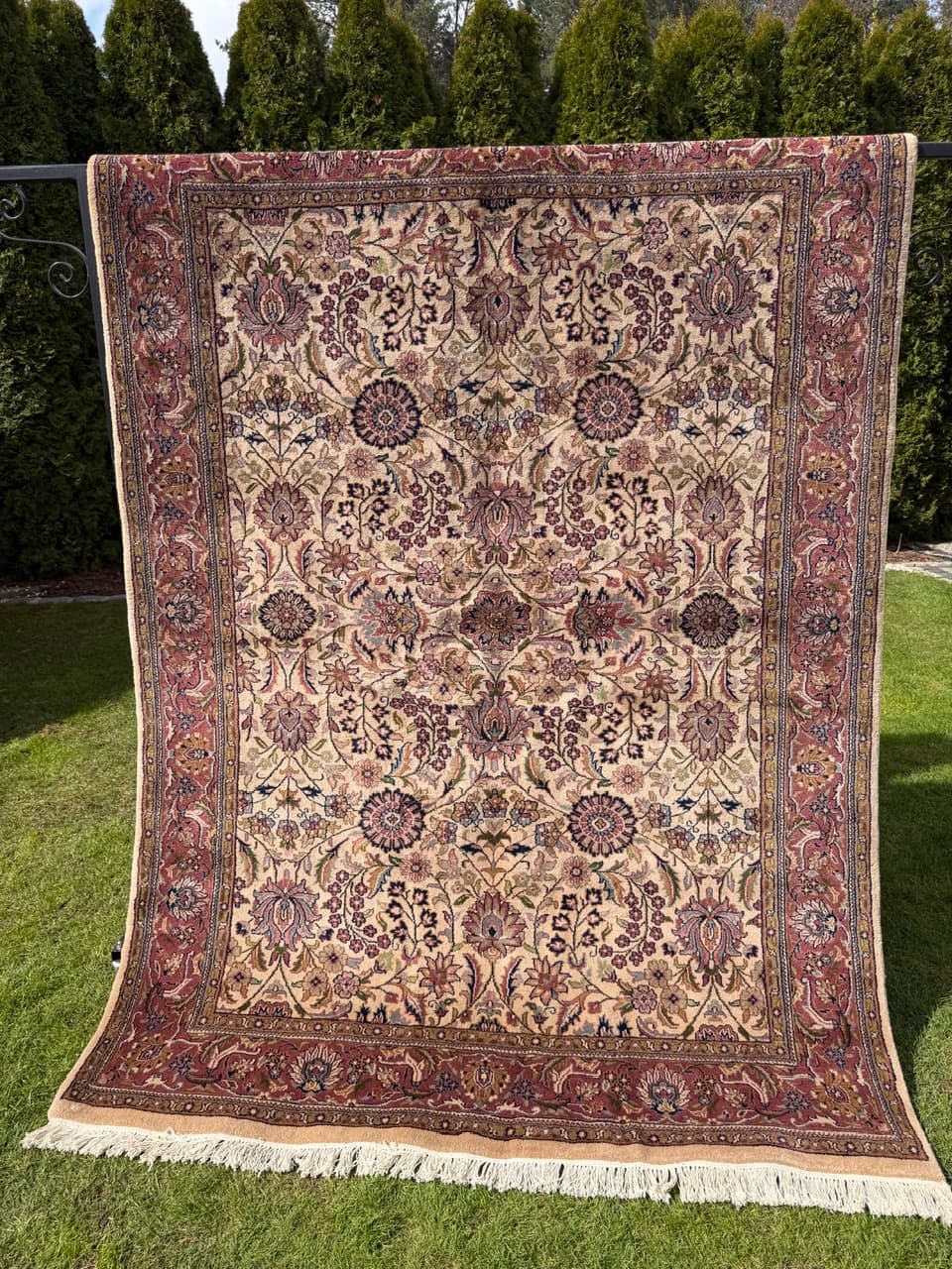 Dywan Indo Bidjar, 250x175 cm, beżowy złoty, wełna, Indie - 293850