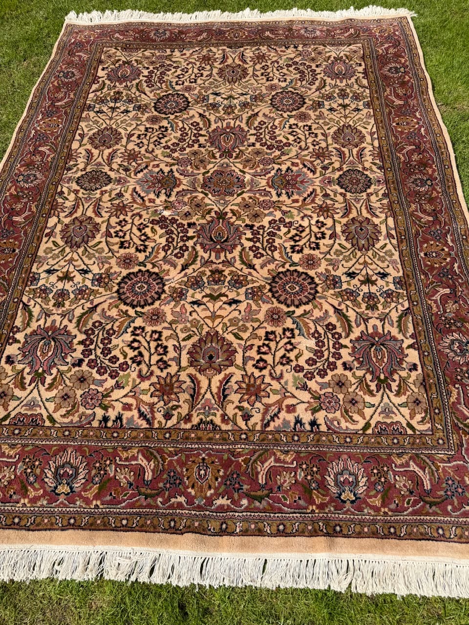 Dywan Indo Bidjar, 250x175 cm, beżowy złoty, wełna, Indie - 293854