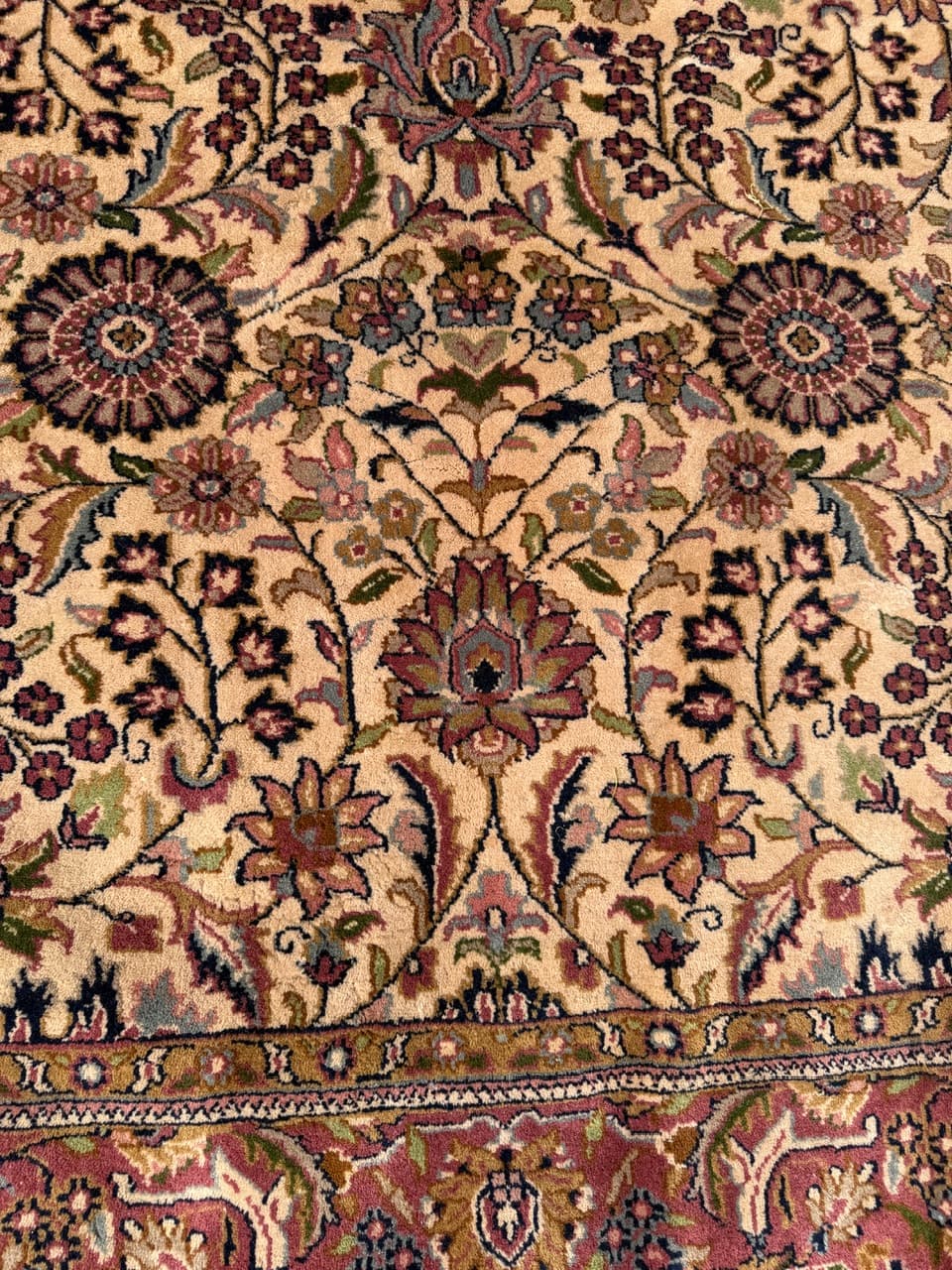 Dywan Indo Bidjar, 250x175 cm, beżowy złoty, wełna, Indie - 293859