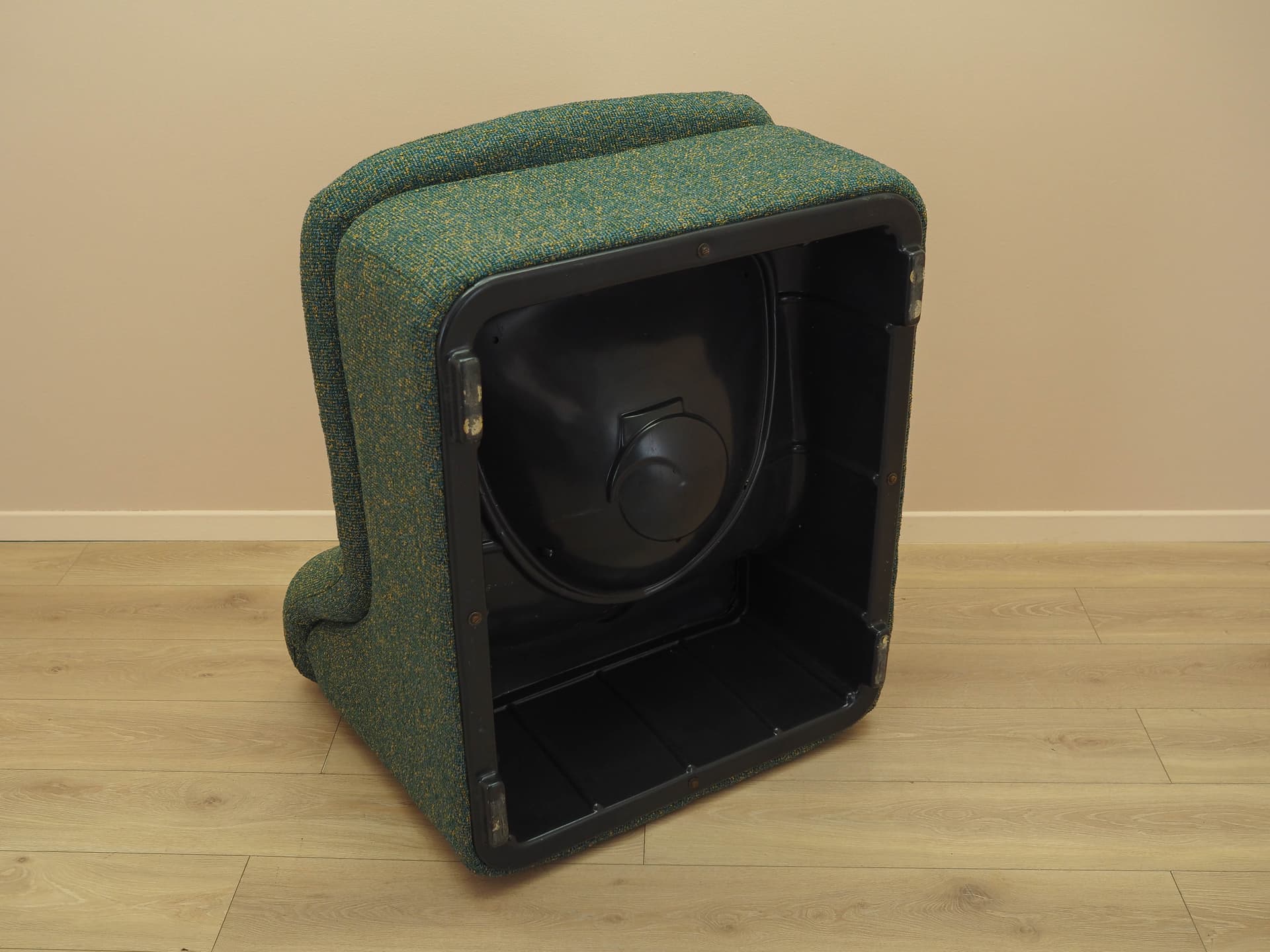 Lounge chair, green melange, fabric, plastic, Italy, 1970s. - 293937