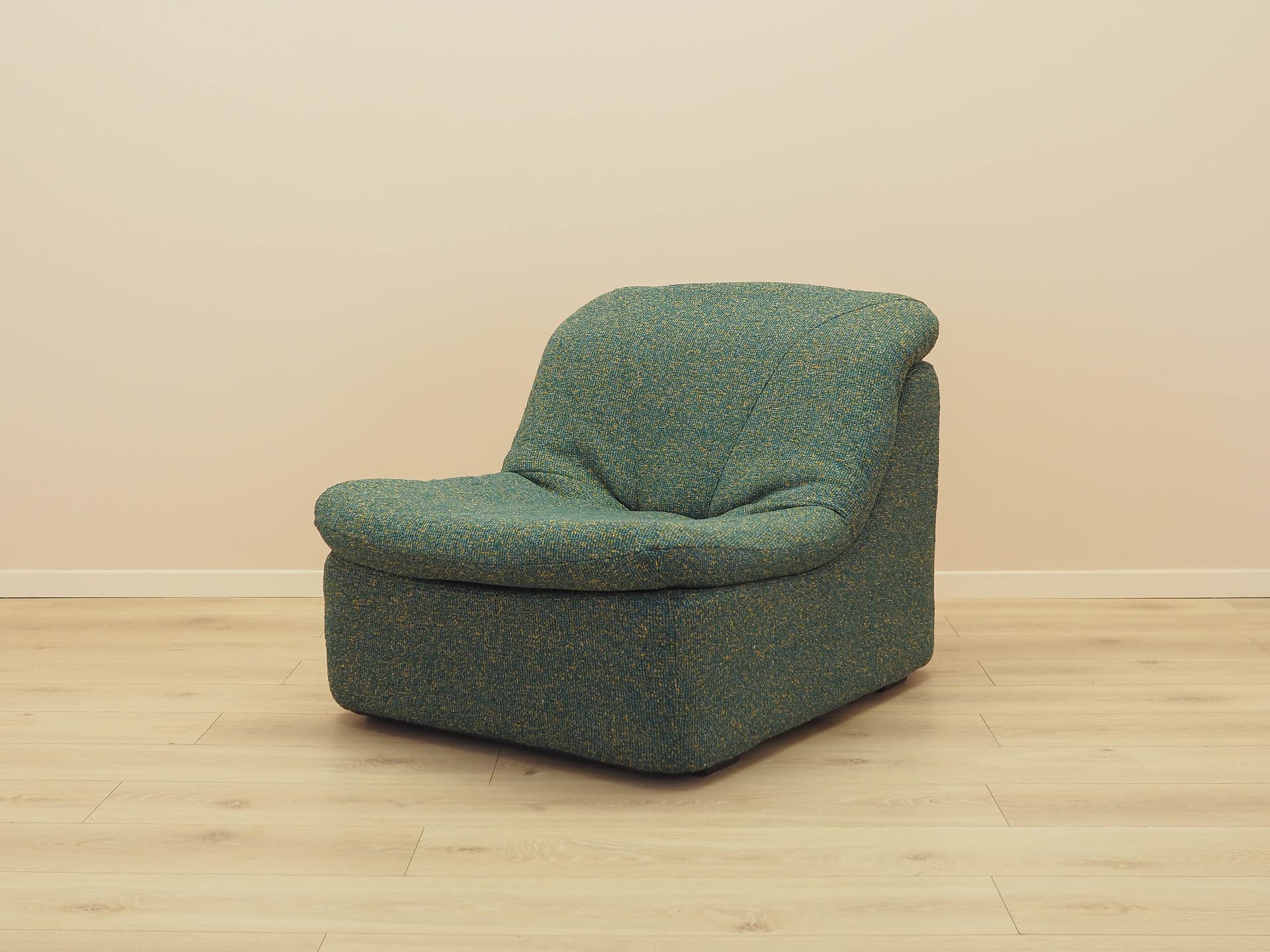 Lounge chair, green melange, fabric, plastic, Italy, 1970s. - 293930