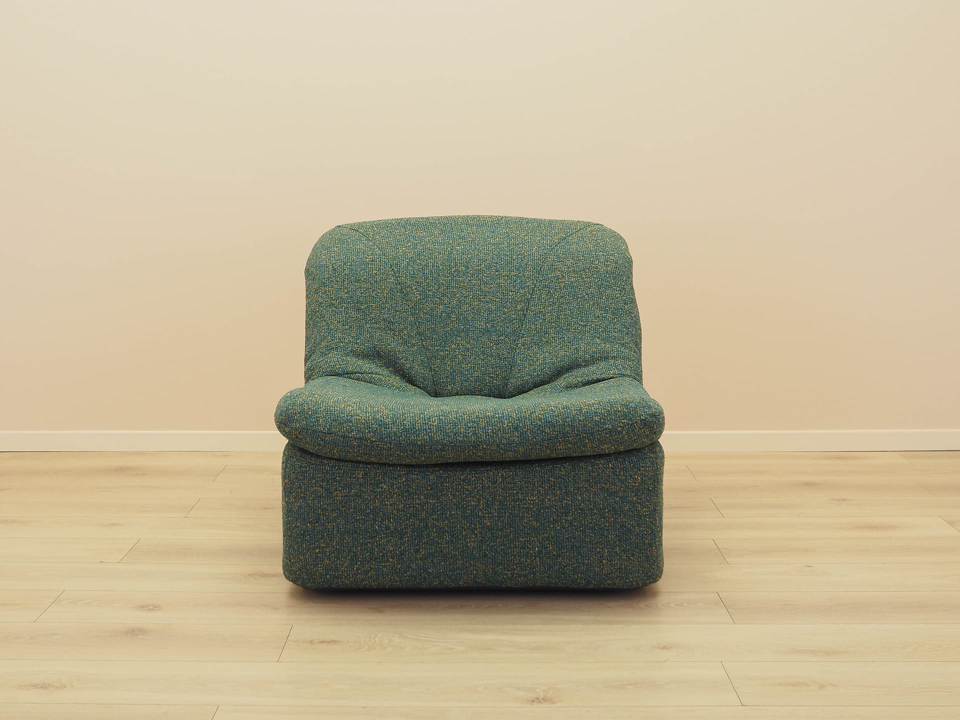 Lounge chair, green melange, fabric, plastic, Italy, 1970s. - 293931