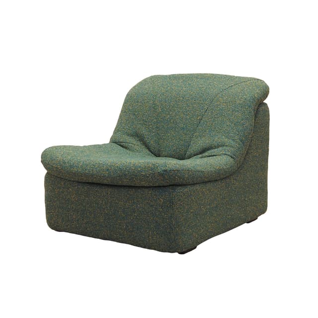 Lounge chair, green melange, fabric, plastic, Italy, 1970s. - DIMENSION