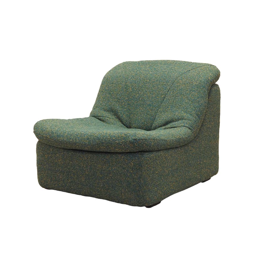 Lounge chair, green melange, fabric, plastic, Italy, 1970s.