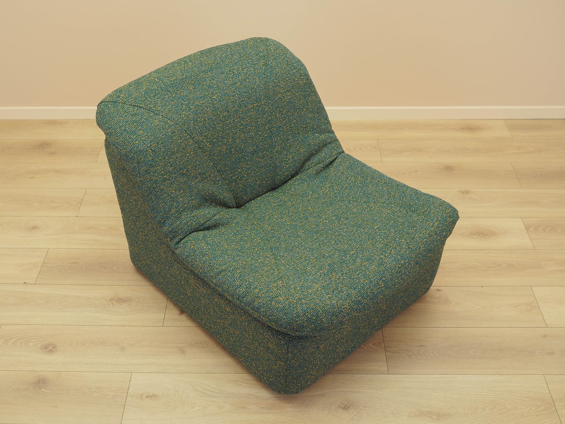 Lounge chair, green melange, fabric, plastic, Italy, 1970s. - 293938
