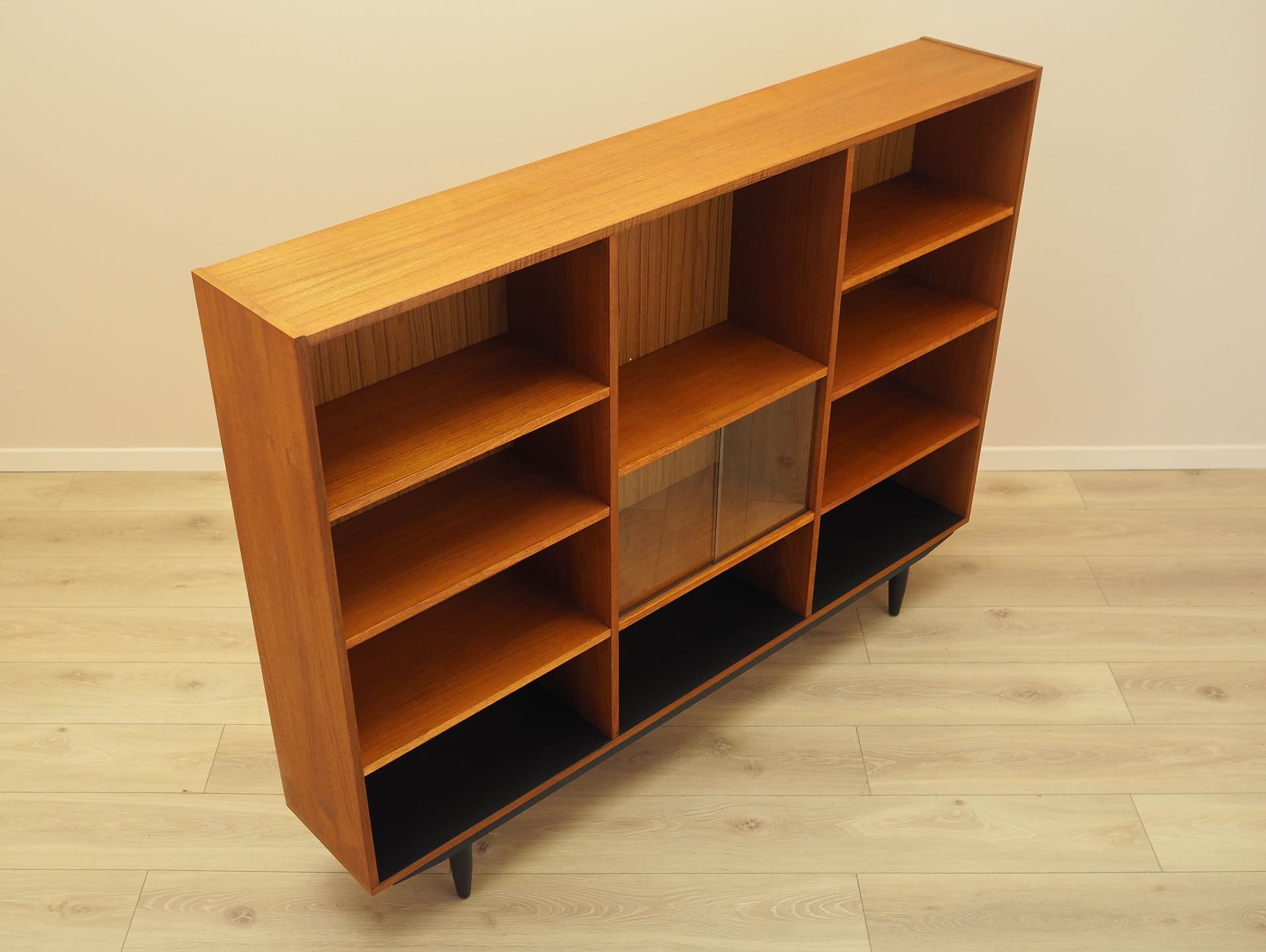 Biblioteczka, teak brązowy, drewno czarne, Dania, lata 70. - 293958