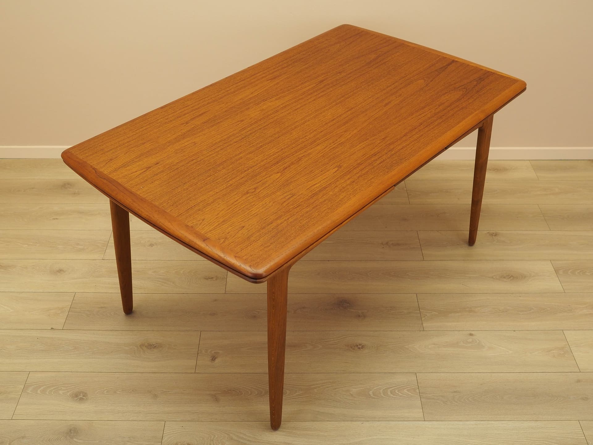 Stół, teak brązowy, dąb brązowy, Dania, lata 70. - 293983