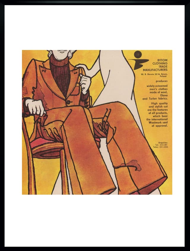 Plakat reklamowy BYTOM, 40x30 cm, papier, plexi czarna, Polska, lata 70. - WYMIARY