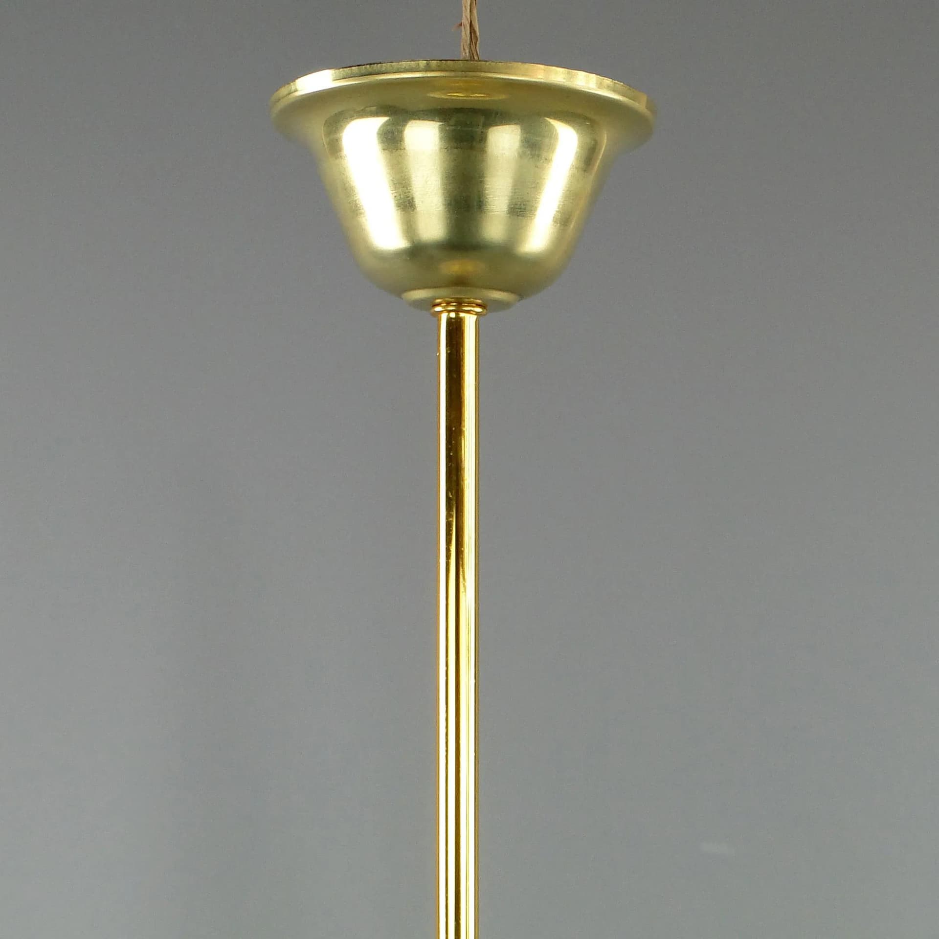 Lampa wisząca Art déco, szkło ivory white, mosiądz, Polska, lata 20. - 21606