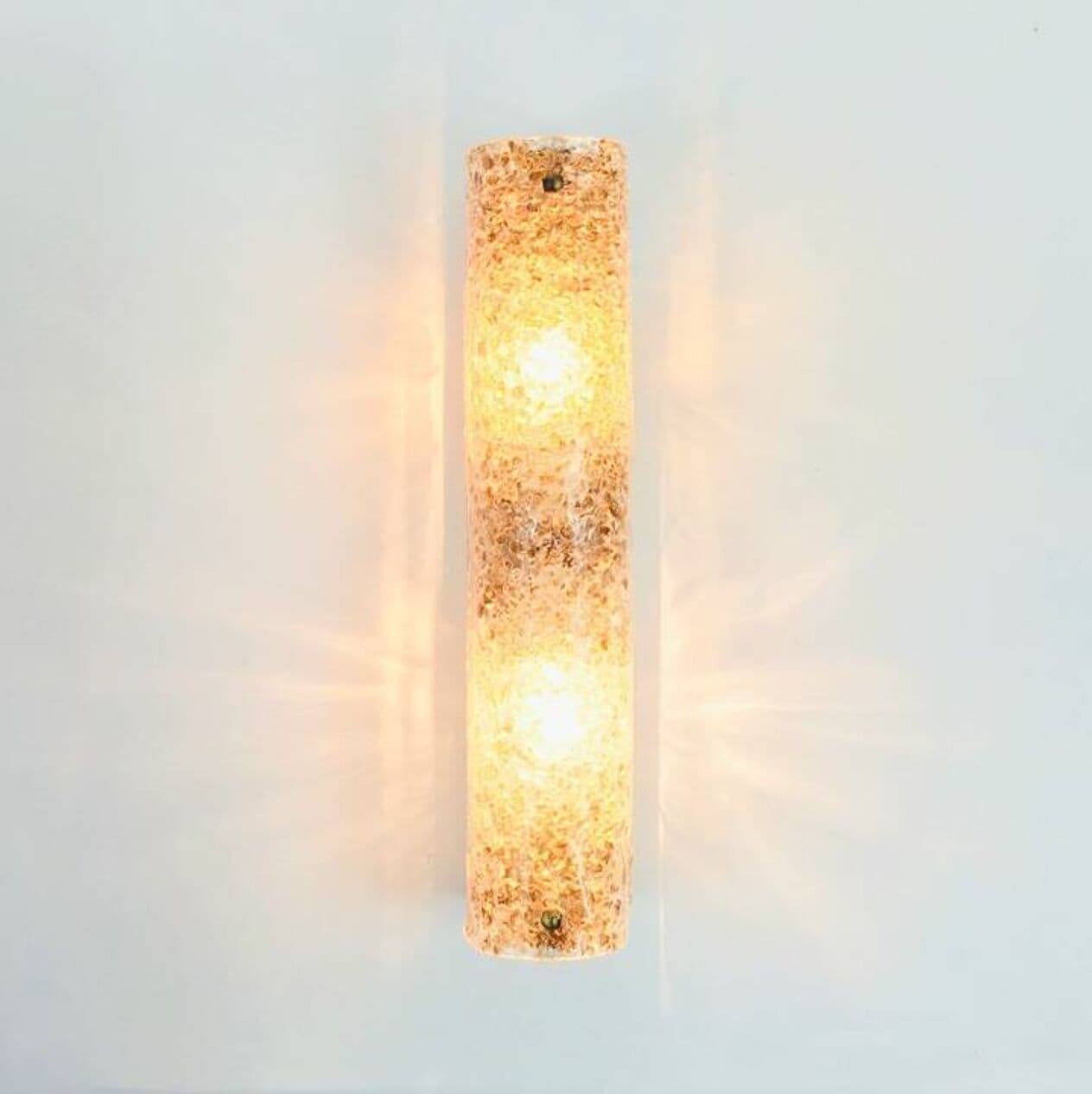 Pair of wall lights, glass transparent brown, brass gold, Hillebrand, Germany, 1970s. - 294074
