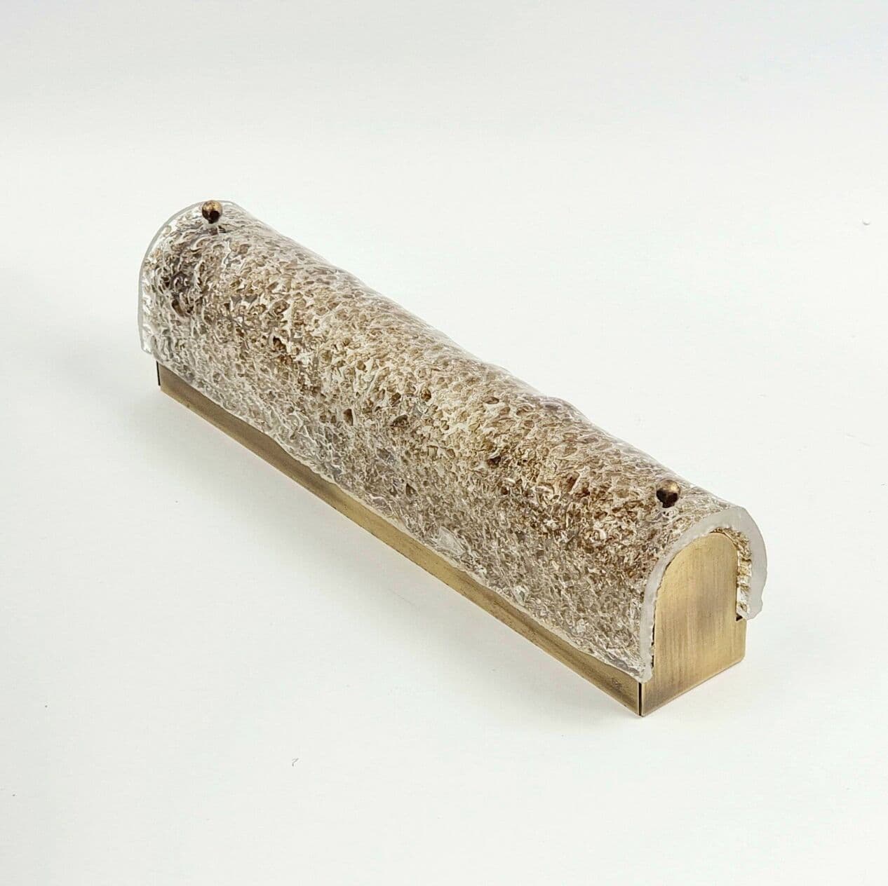 Pair of wall lights, glass transparent brown, brass gold, Hillebrand, Germany, 1970s. - 294071