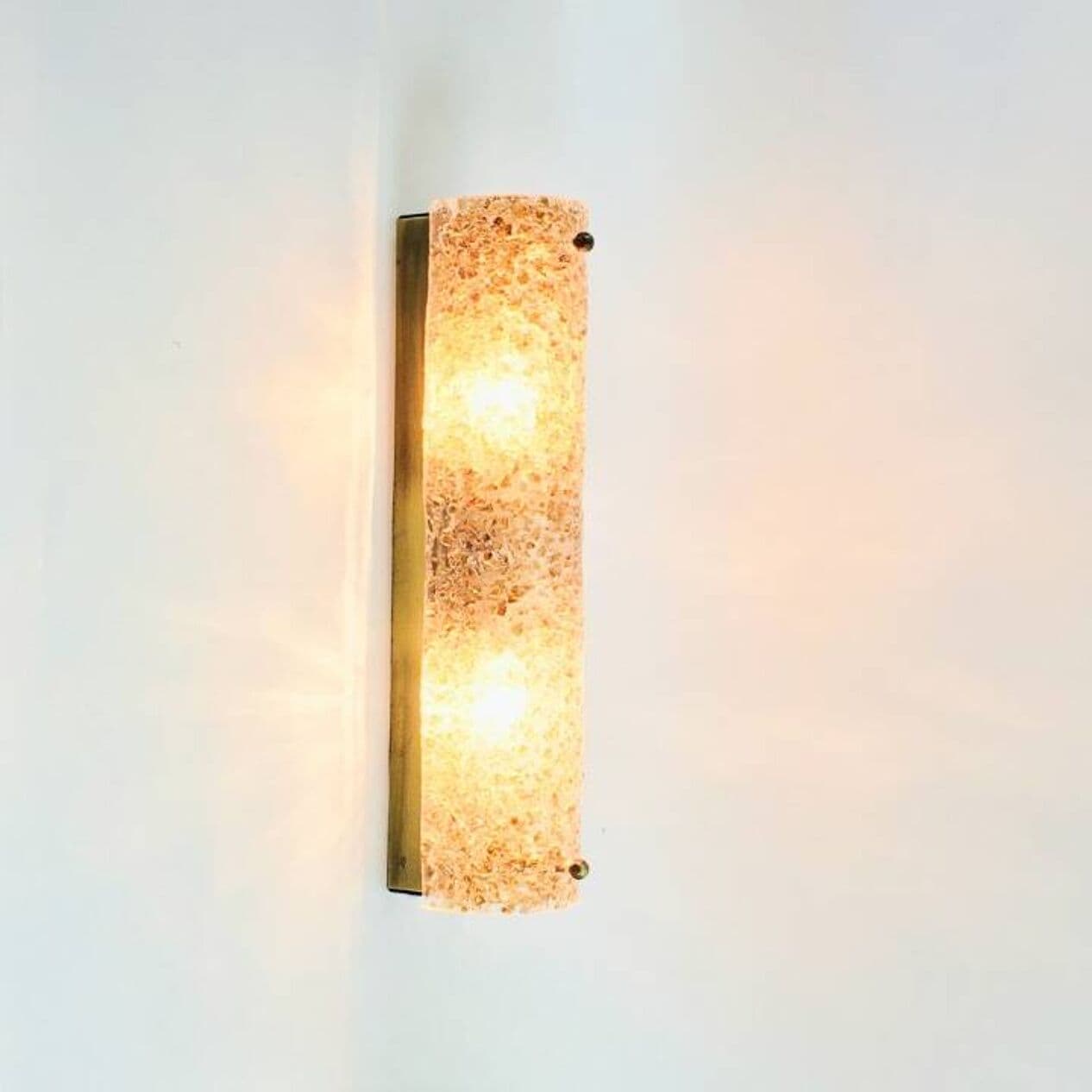 Pair of wall lights, glass transparent brown, brass gold, Hillebrand, Germany, 1970s. - 294073