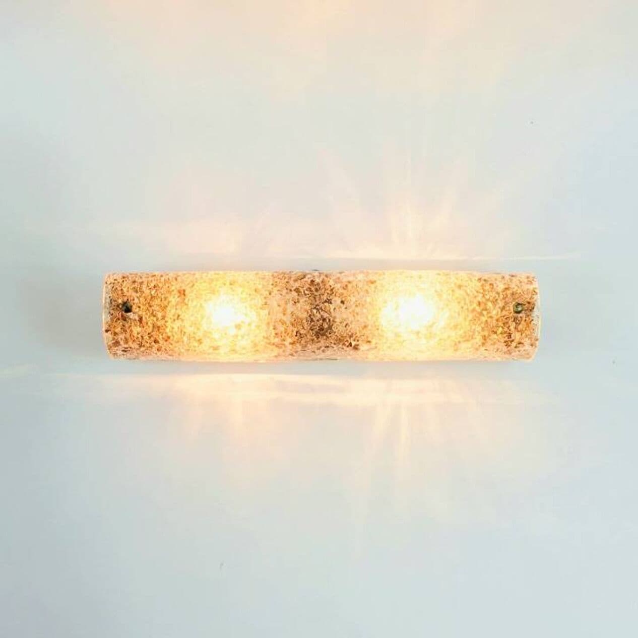 Pair of wall lights, glass transparent brown, brass gold, Hillebrand, Germany, 1970s. - 294075