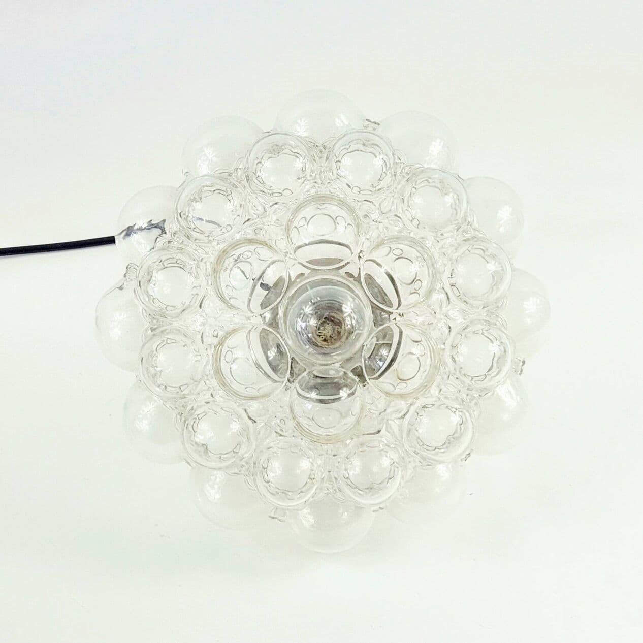 Ceiling Light, transparent glass, silver chrome, by H. Tynell, Limburg, Germany, 1960s. - 294062