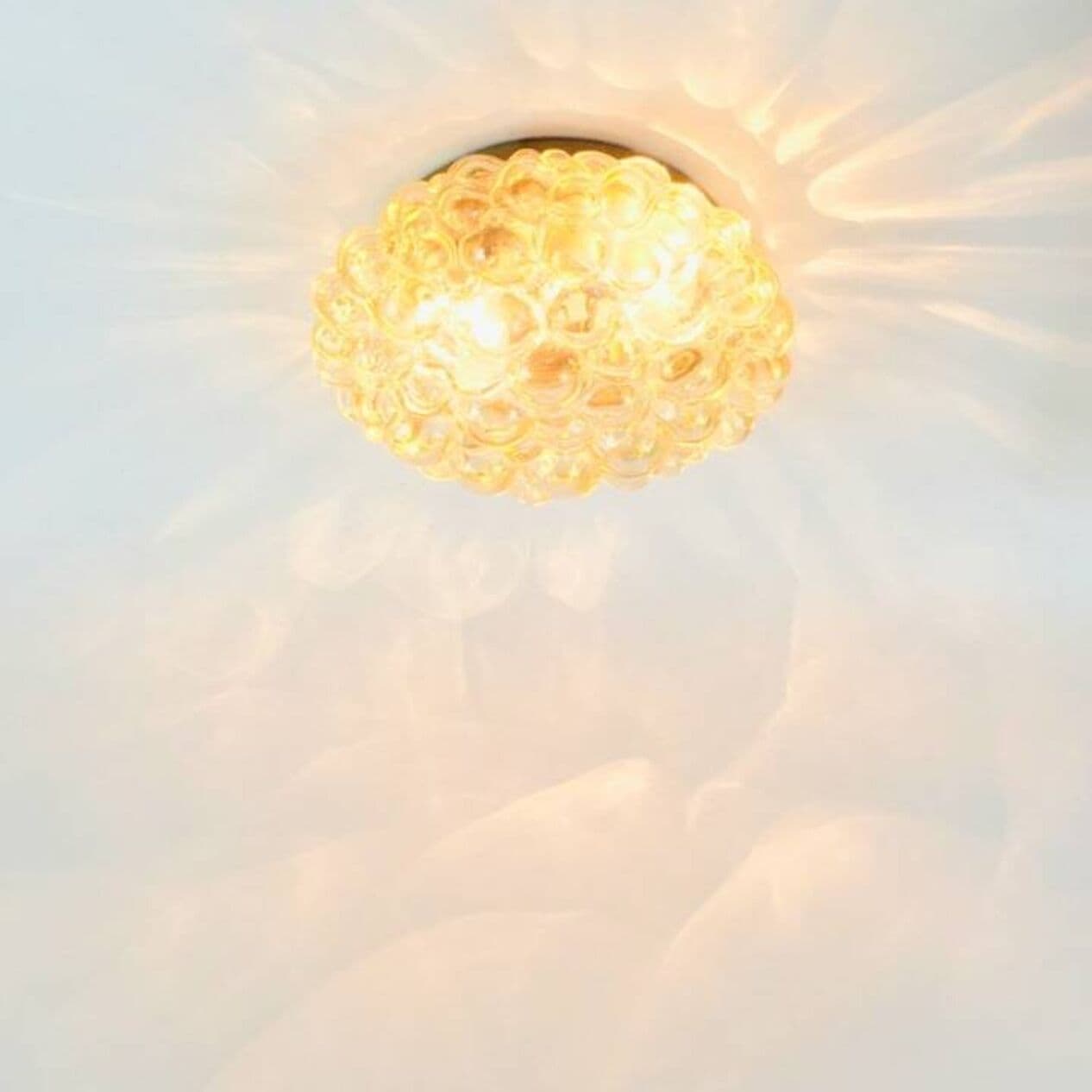 Lampa sufitowa Bubble, szkło bursztynowe, mosiądz, proj. H. Tynell, Limburg, Niemcy, lata 60. - 294049
