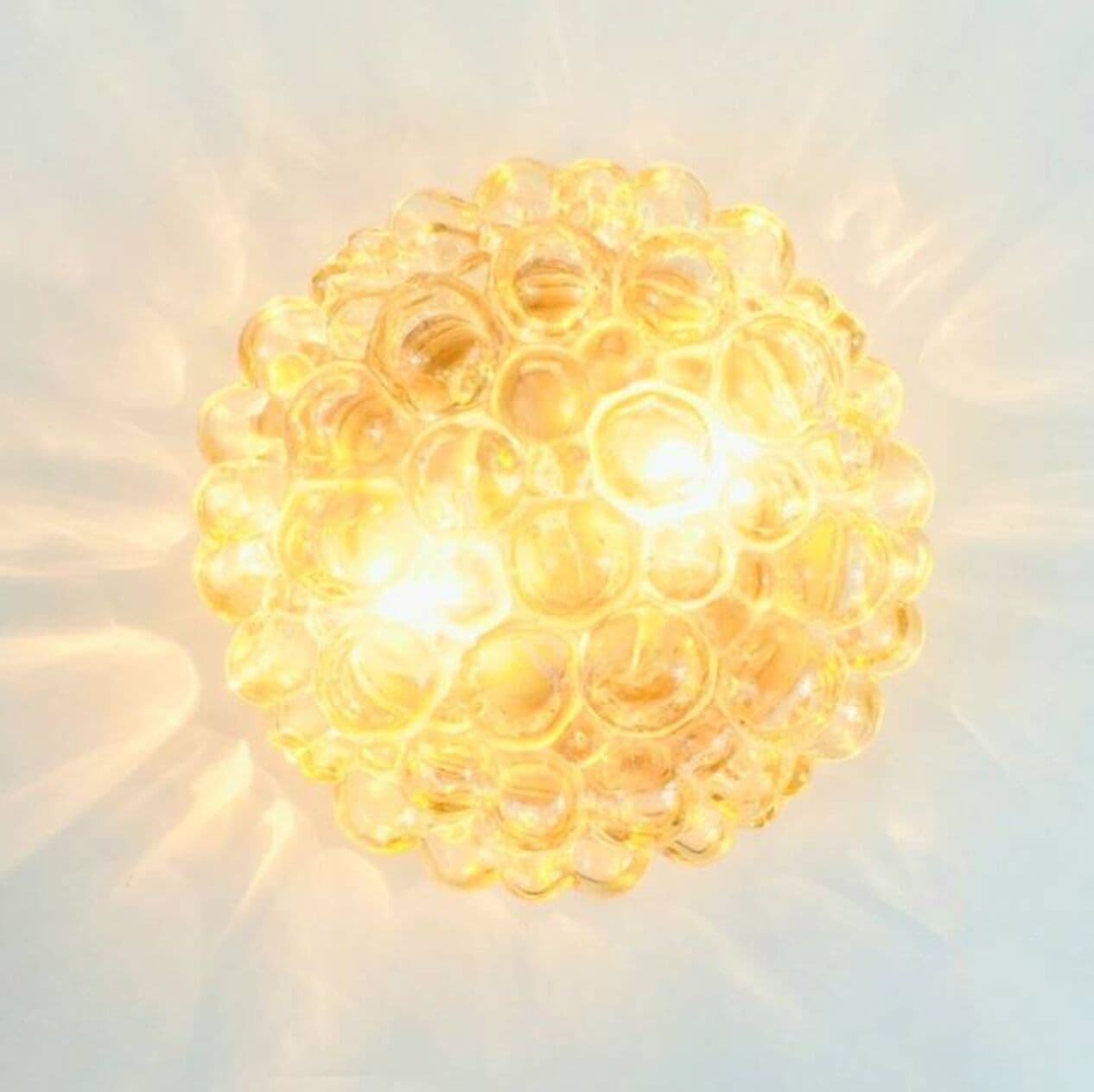 Lampa sufitowa Bubble, szkło bursztynowe, mosiądz, proj. H. Tynell, Limburg, Niemcy, lata 60. - 294050