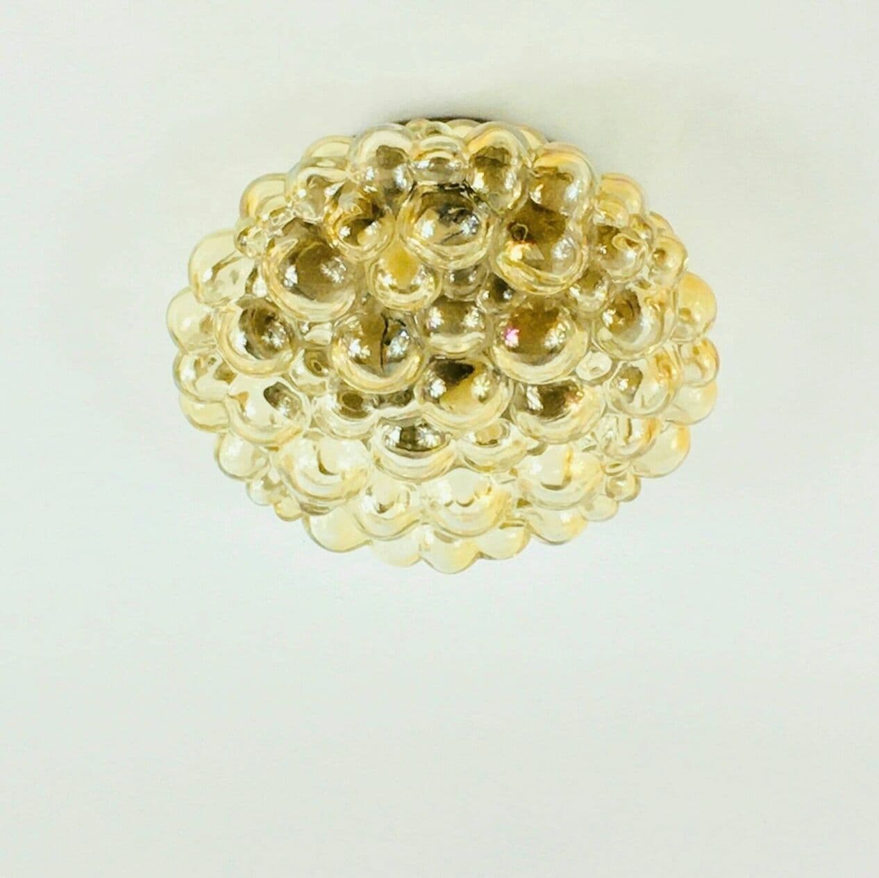 Lampa sufitowa Bubble, szkło bursztynowe, mosiądz, proj. H. Tynell, Limburg, Niemcy, lata 60. - 294046