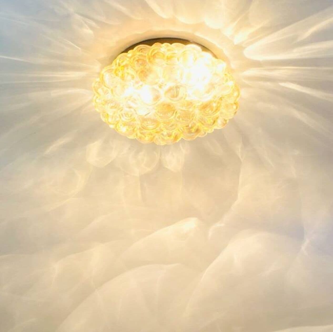 Lampa sufitowa Bubble, szkło bursztynowe, mosiądz, proj. H. Tynell, Limburg, Niemcy, lata 60. - 294051