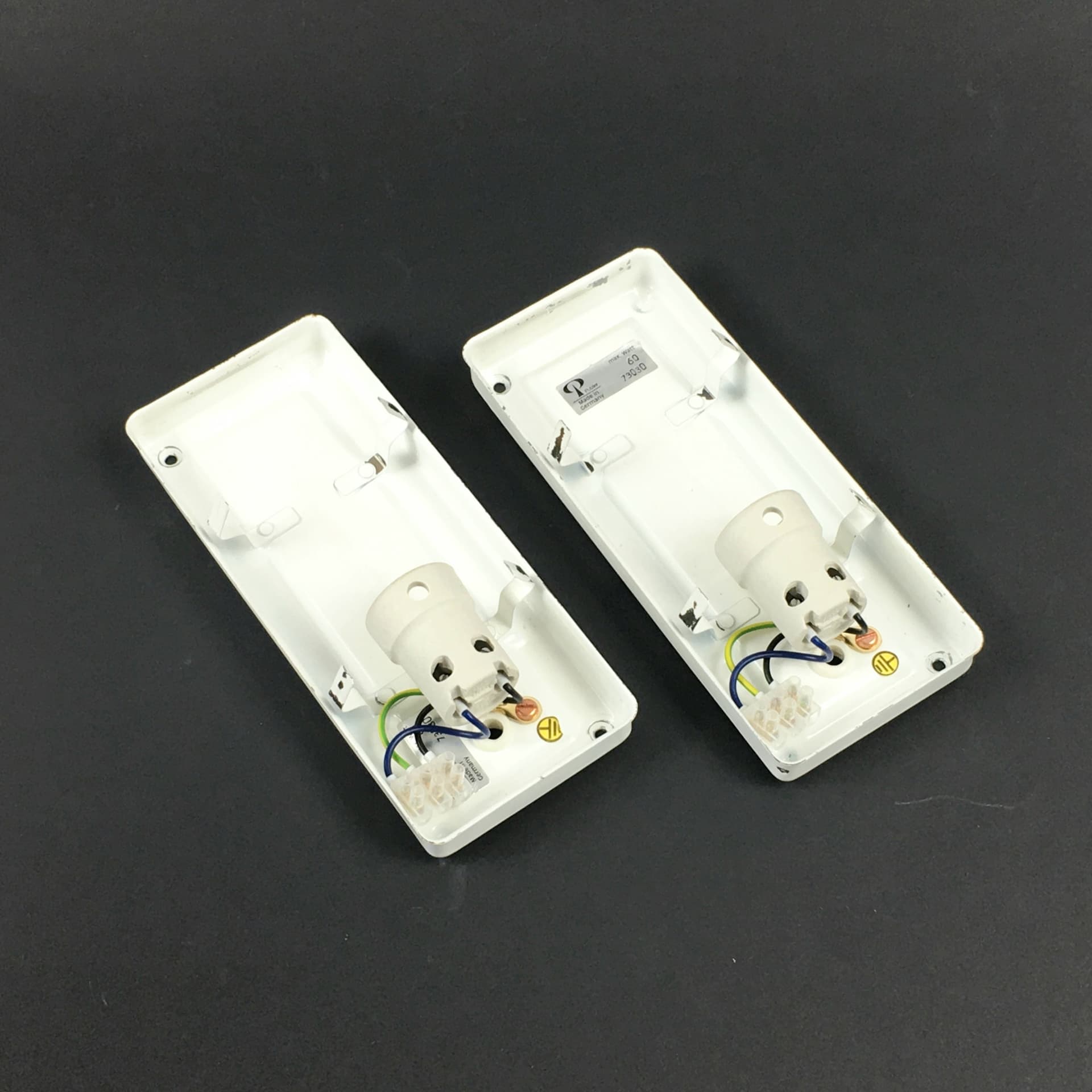 Pair of wall lamps, white transparent grey glass, Peill & Putzler, Germany, 1970s. - 303024