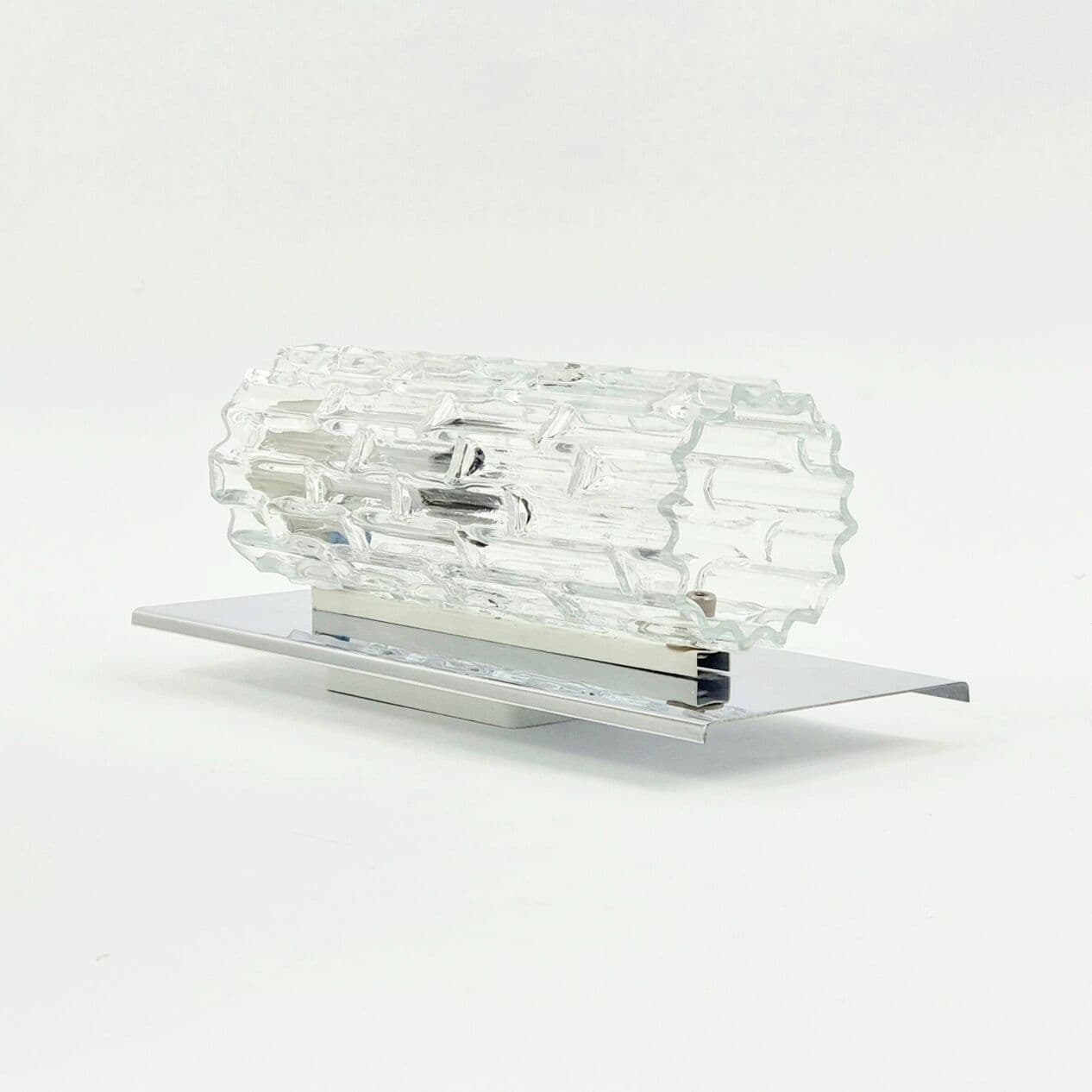 Zestaw trzech kinkietów, szkło Murano transparentne, chrom, Doria Leuchten, Niemcy, lata 60. - 294301