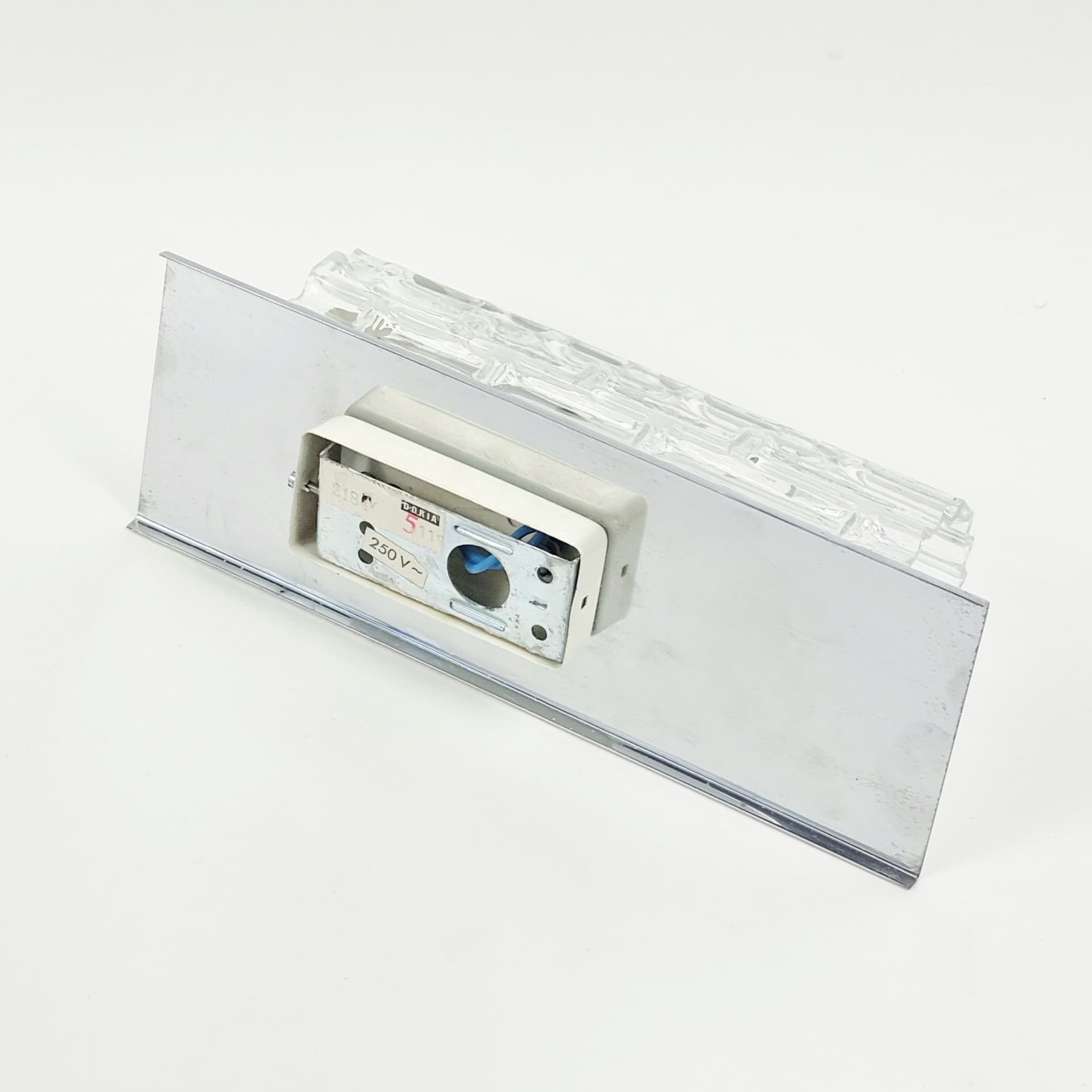 Zestaw trzech kinkietów, szkło Murano transparentne, chrom, Doria Leuchten, Niemcy, lata 60. - 298943