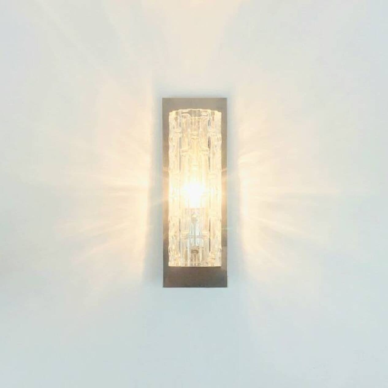 Zestaw trzech kinkietów, szkło Murano transparentne, chrom, Doria Leuchten, Niemcy, lata 60. - 294299