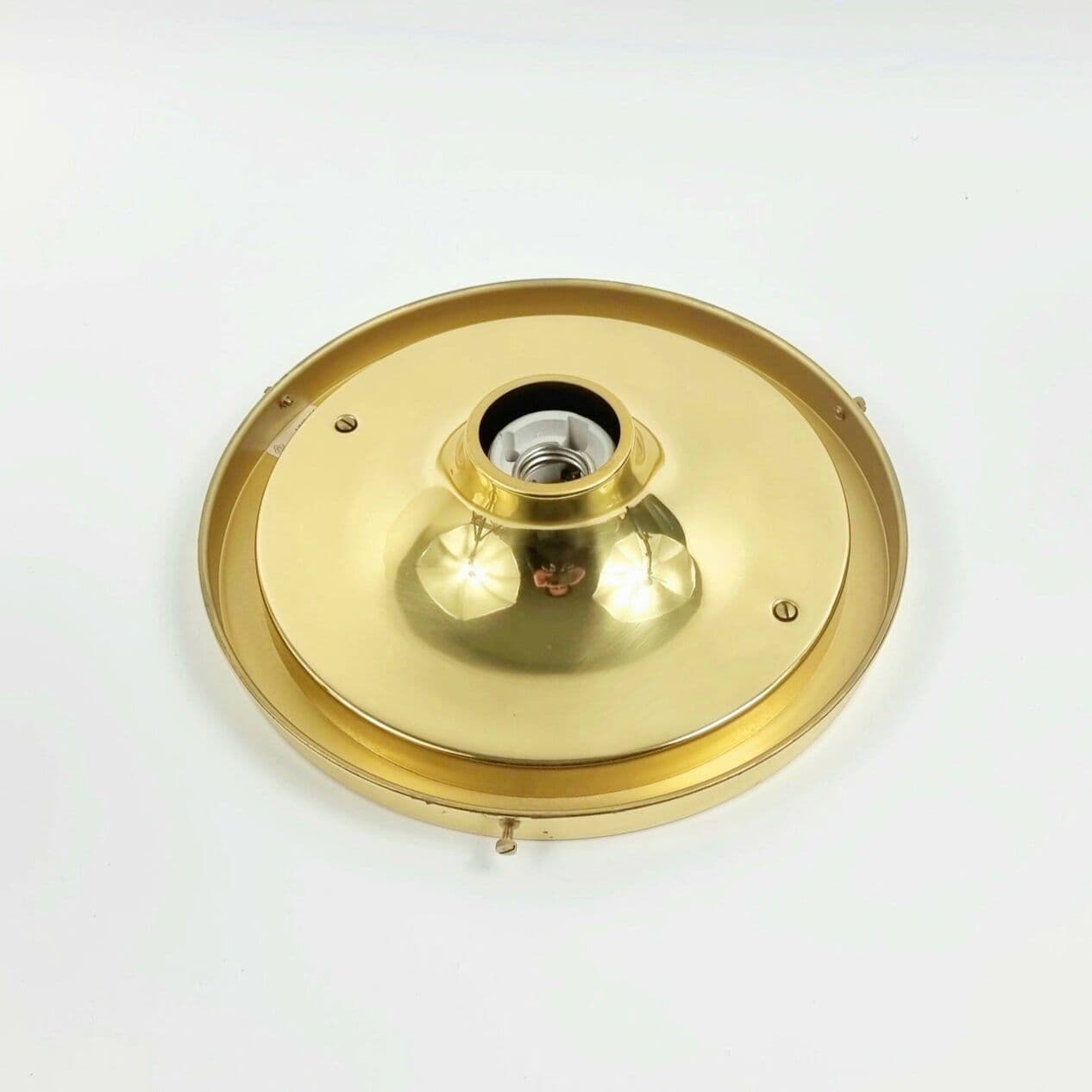 Lampa sufitowa, szkło transparentne, mosiądz złoty, metal czarny, Limburg, Niemcy, lata 60. - 294270