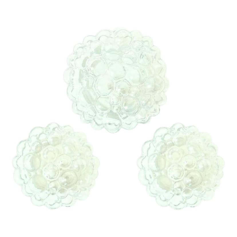 Zestaw trzech lamp Bubble, szkło transparentne zielone, proj. H. Tynell, Limburg, Niemcy, lata 60.