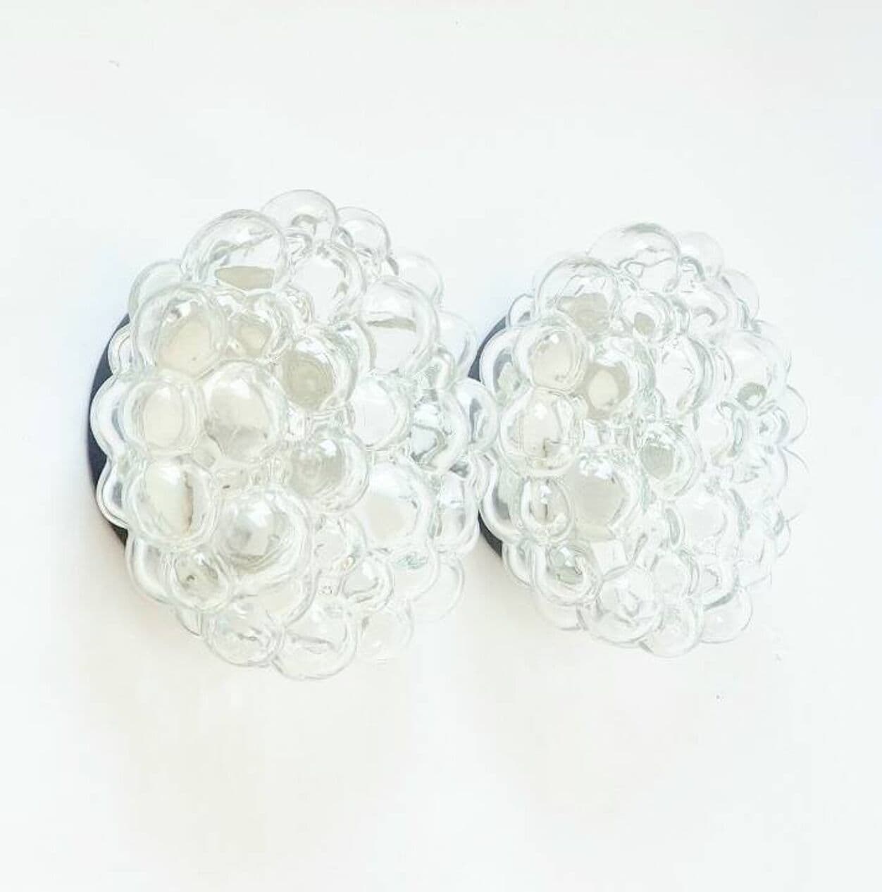 Zestaw trzech lamp Bubble, szkło transparentne zielone, proj. H. Tynell, Limburg, Niemcy, lata 60. - 294253