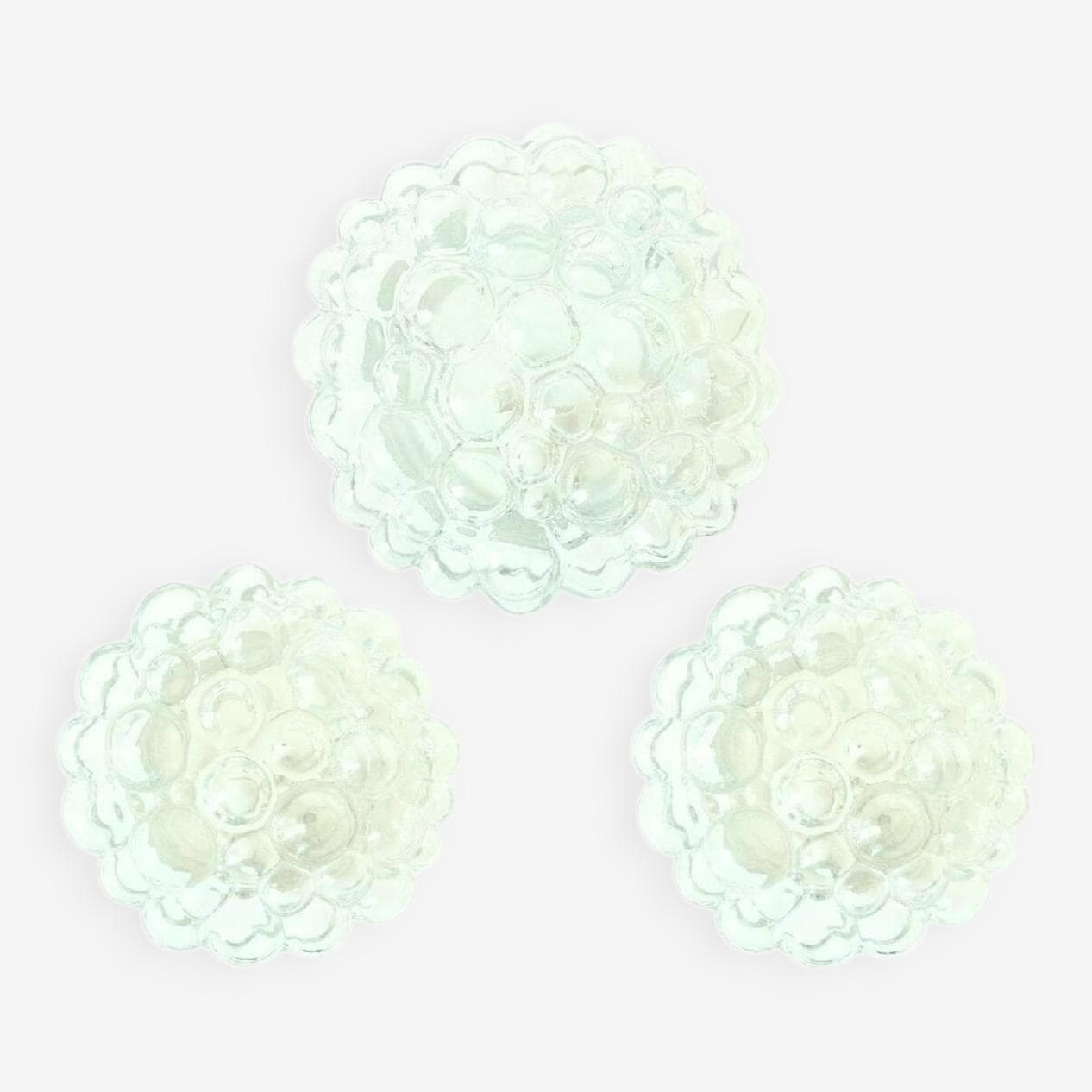 Zestaw trzech lamp Bubble, szkło transparentne zielone, proj. H. Tynell, Limburg, Niemcy, lata 60. - 294251