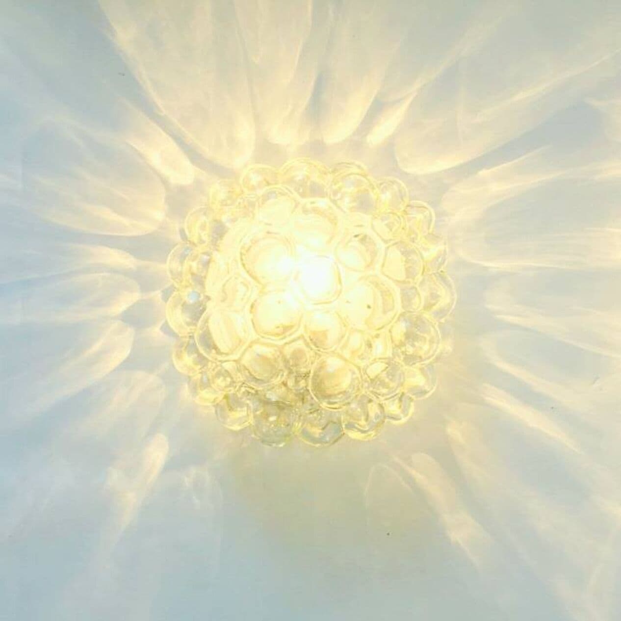 Zestaw trzech lamp Bubble, szkło transparentne zielone, proj. H. Tynell, Limburg, Niemcy, lata 60. - 294257