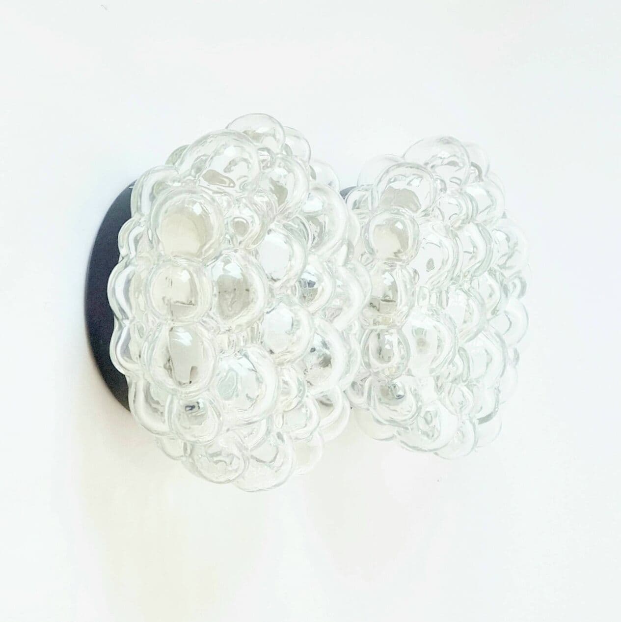 Zestaw trzech lamp Bubble, szkło transparentne zielone, proj. H. Tynell, Limburg, Niemcy, lata 60. - 294254