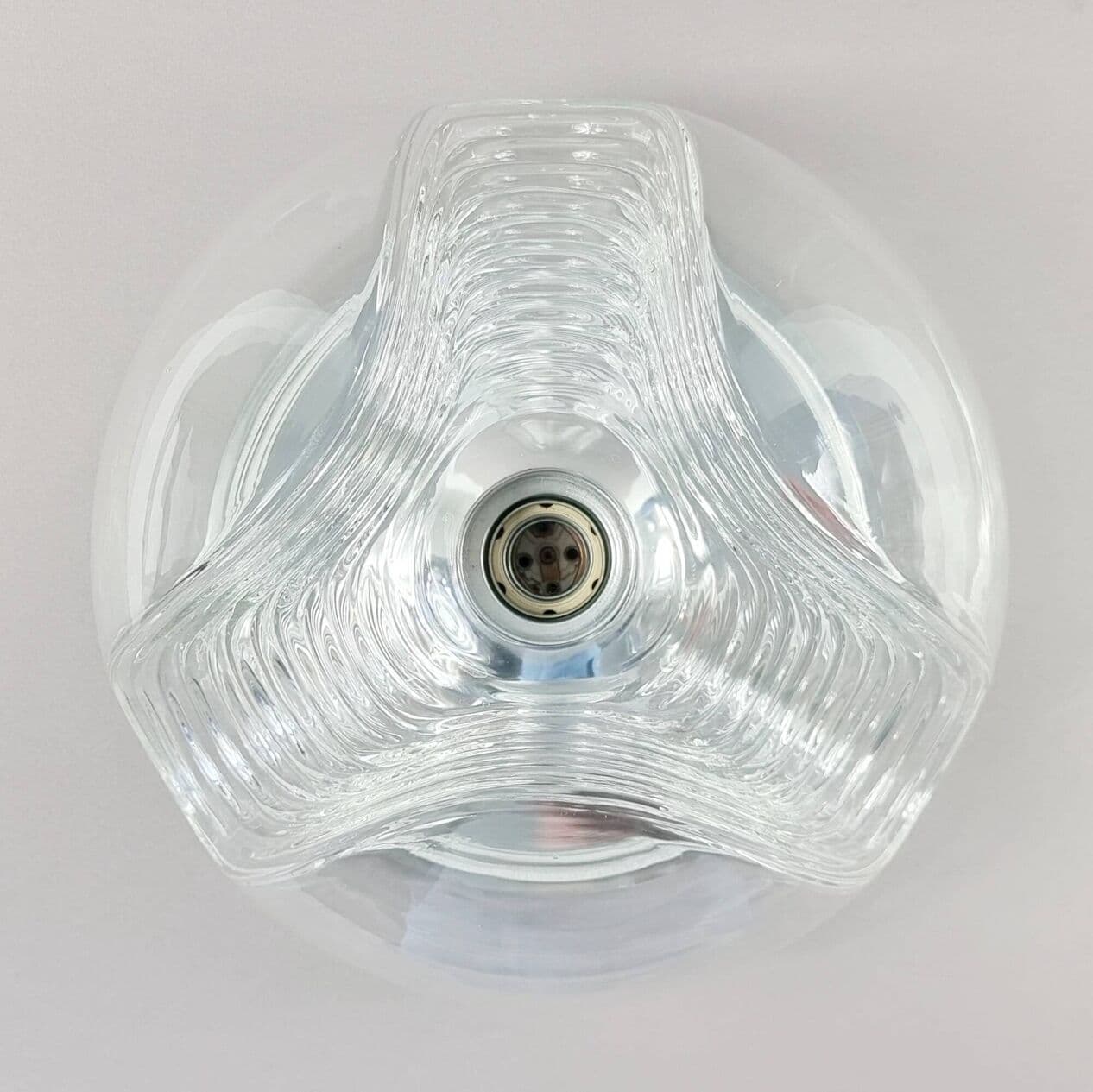 Ceiling light Wave, transparent glass, silver aluminium, Peill & Putzler, Germany, 1970s. - 294205