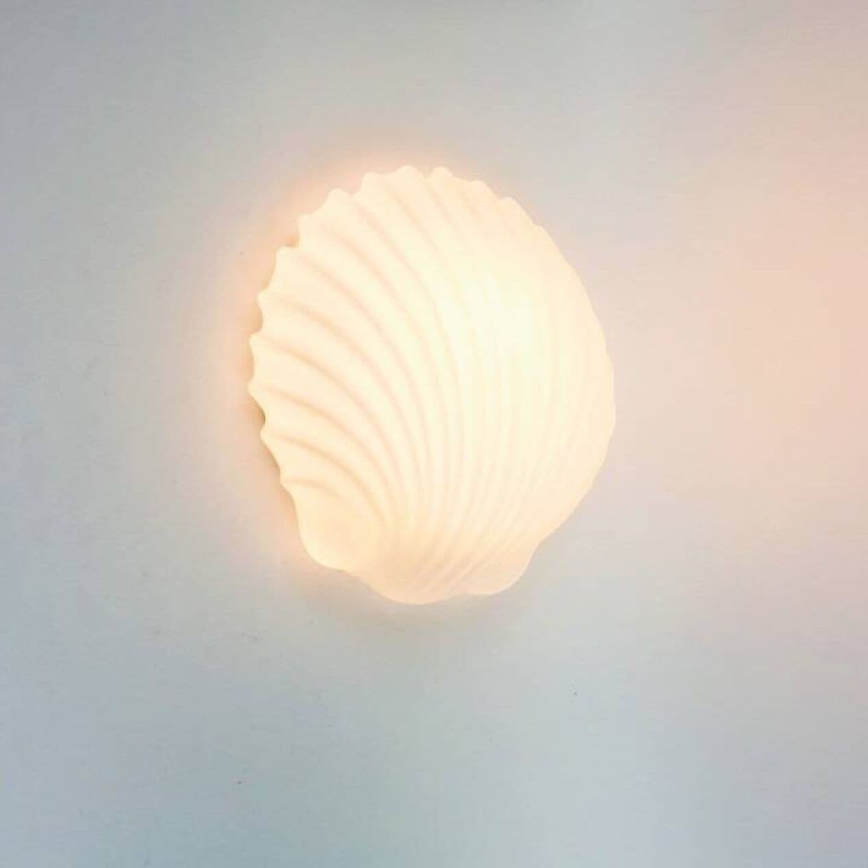 Pair of wall lights, Shell, white opaline glass, Limburg, Germany, 1970s. - 294192