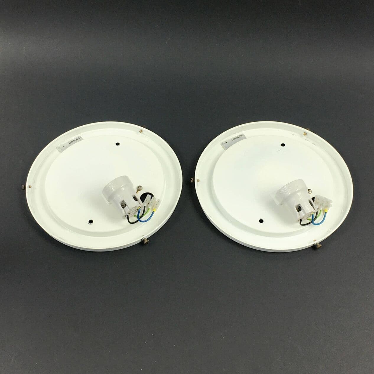 Pair of wall lights, Shell, white opaline glass, Limburg, Germany, 1970s. - 294193