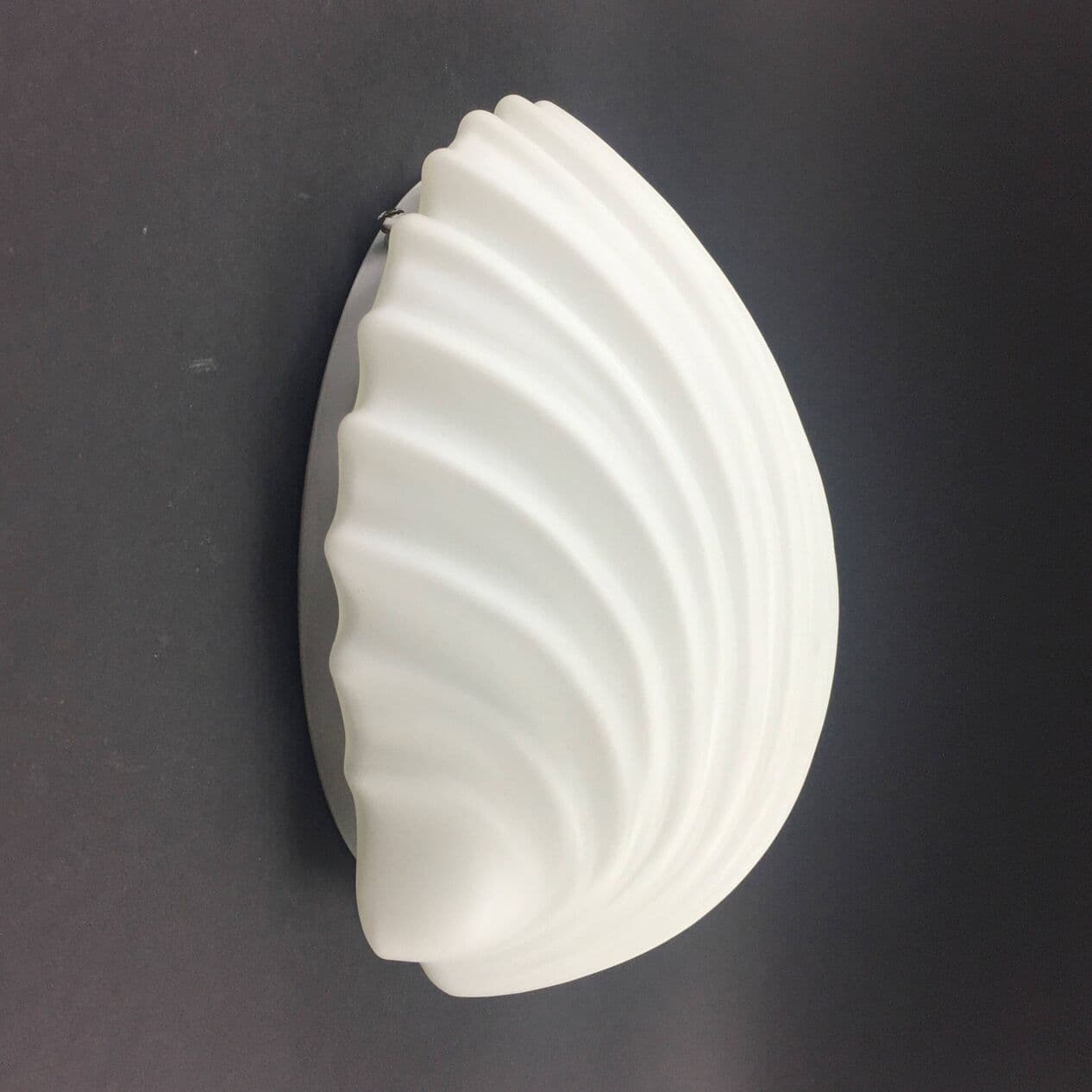 Pair of wall lights, Shell, white opaline glass, Limburg, Germany, 1970s. - 294188