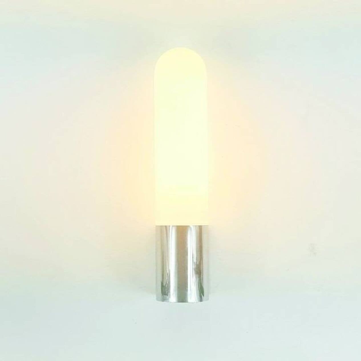 Para kinkietów, szkło opalowe białe, chrom srebrny, Limburg, Niemcy, lata 70. - 294158