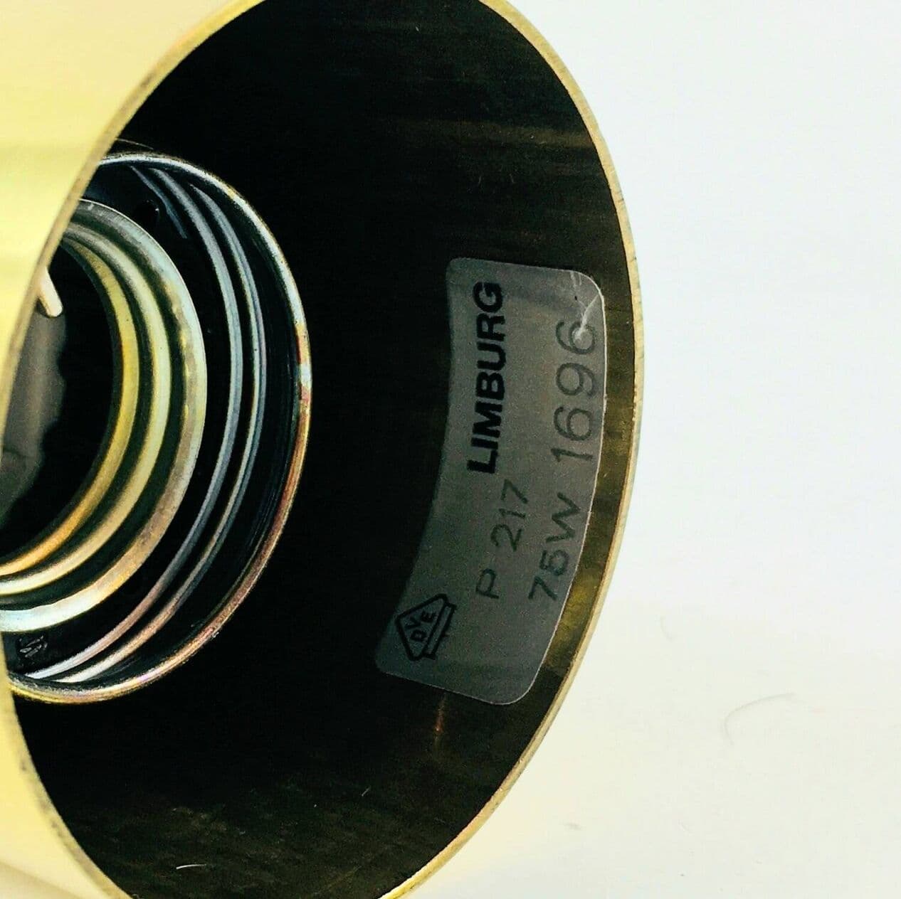 Para lamp sufitowych, szkło transparentne, żelazo czarne, mosiądz złoty, Limburg, Niemcy, lata 60. - 294154