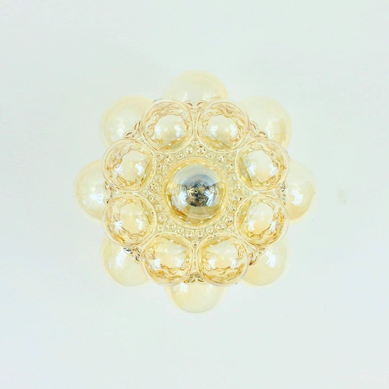 Para plafonów Bubble, szkło kryształowe złote transparentne brązowe, proj. H. Tynell, Limburg, Niemcy, lata 70. - 294136