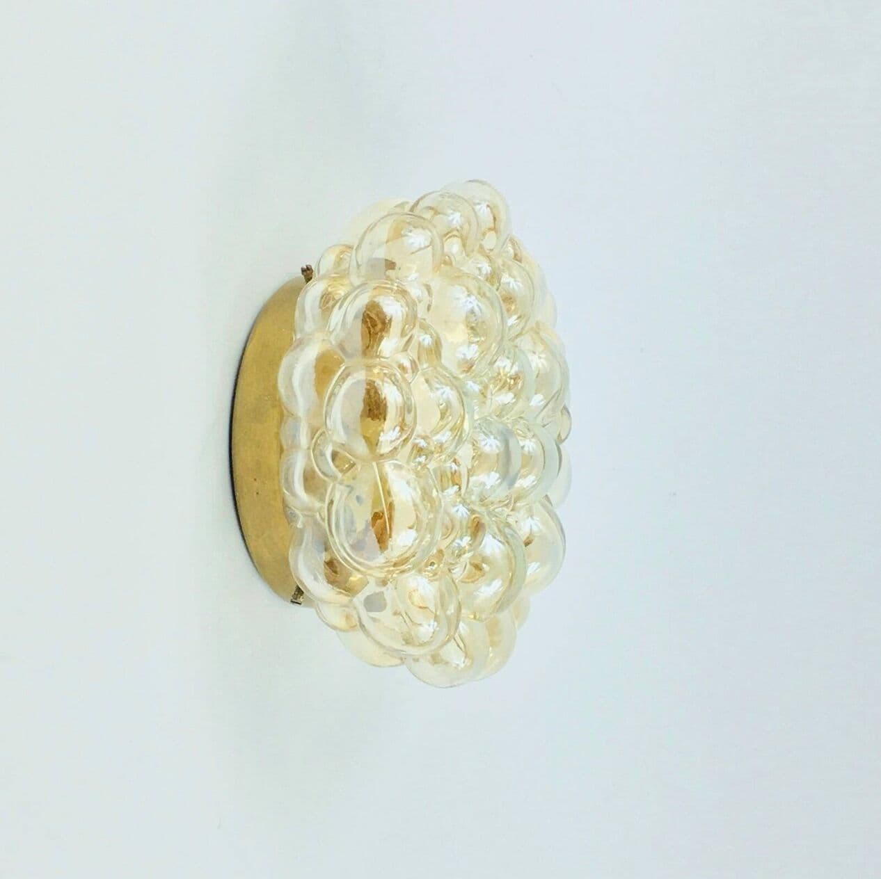 Kinkiet Bubble, szkło bursztynowe, metal złoty, proj. H. Tynell, Limburg, Niemcy, lata 60. - 294114