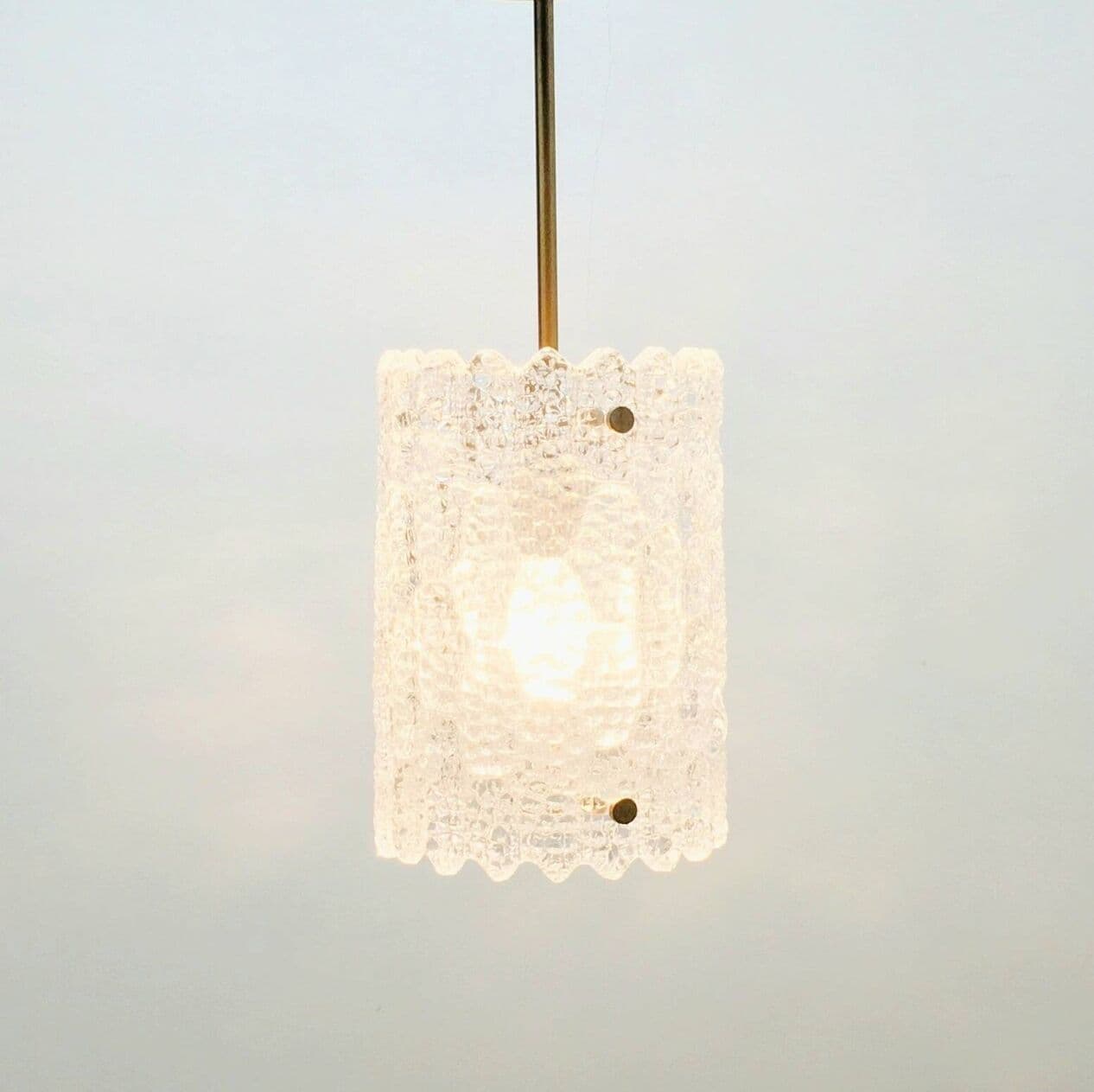 Lampa sufitowa, szkło kryształowe transparentne, mosiądz, proj. Carl Fagerlund, Orrefors, Szwecja, lata 60. - 294539