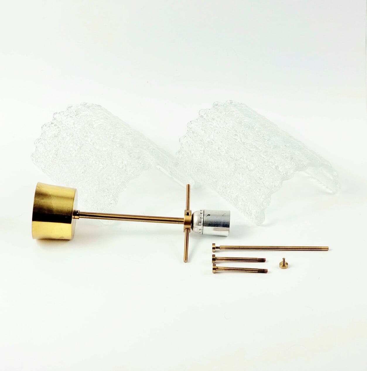 Lampa sufitowa, szkło kryształowe transparentne, mosiądz, proj. Carl Fagerlund, Orrefors, Szwecja, lata 60. - 294544