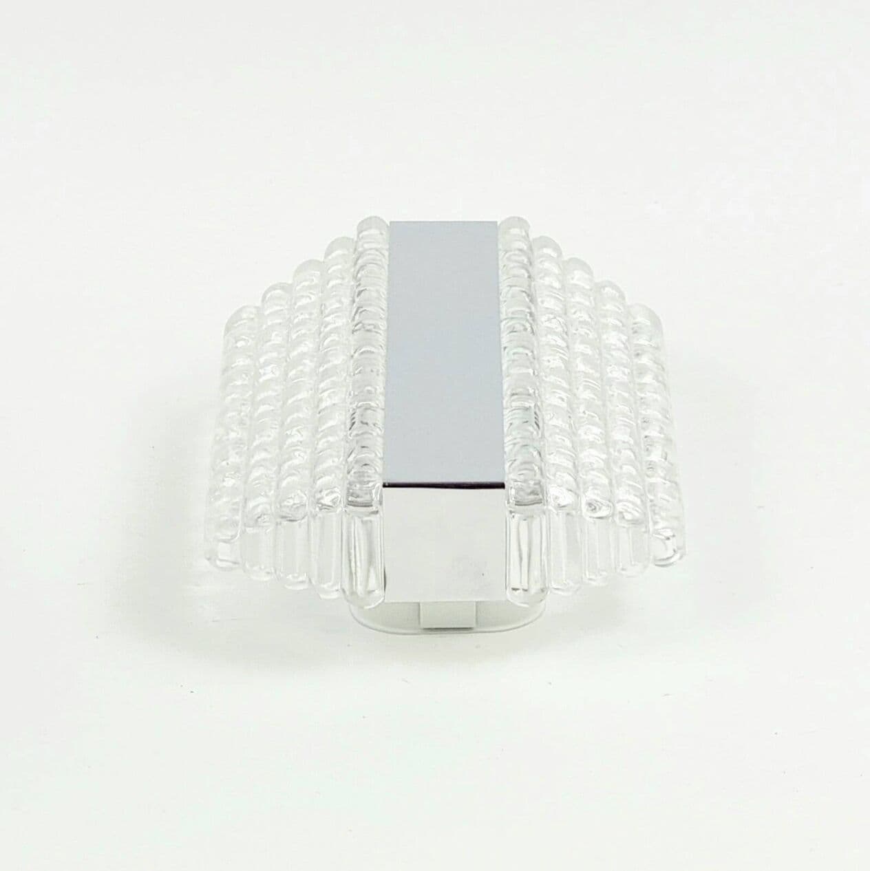 Para kinkietów, szkło kryształowe transparentne, chrom, Kaiser Leuchten, Niemcy, lata 60. - 294528