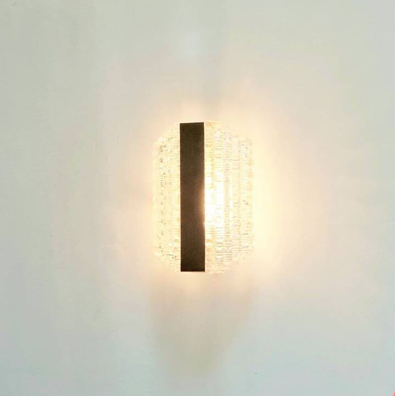 Para kinkietów, szkło kryształowe transparentne, chrom, Kaiser Leuchten, Niemcy, lata 60. - 294530