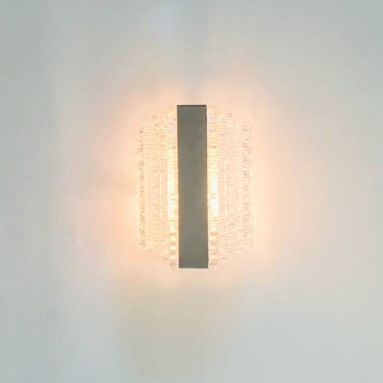 Para kinkietów, szkło kryształowe transparentne, chrom, Kaiser Leuchten, Niemcy, lata 60. - 294529