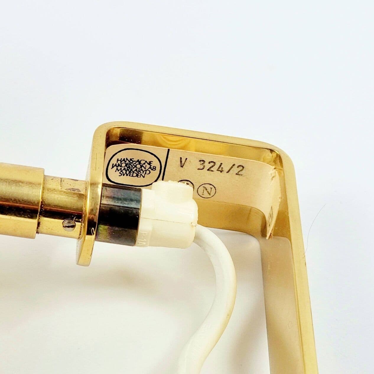 Para kinkietów model V 324, mosiądz, proj. H.-A. Jakobsson, Szwecja, lata 60. - 294512